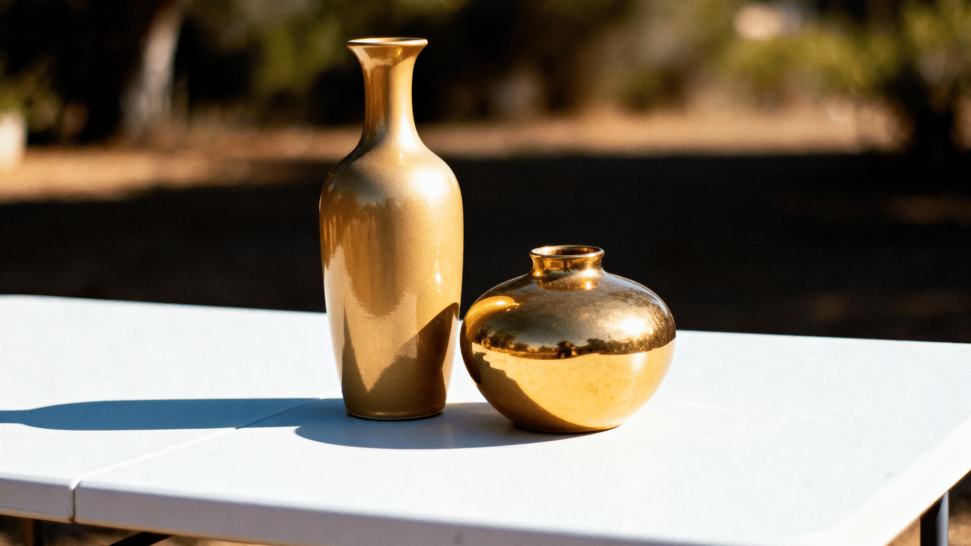 A tall sleek vase and a short wide vase, showing two different arrangement styles.
