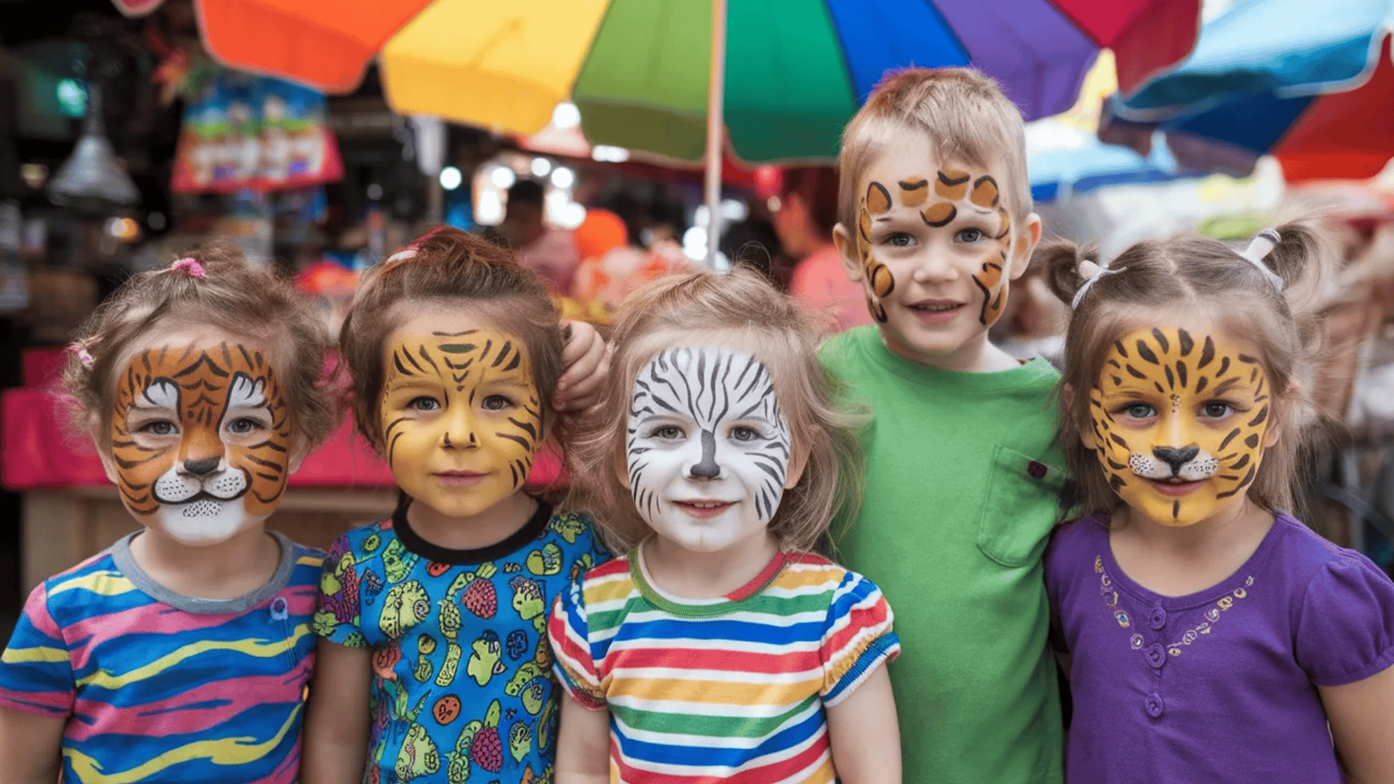 face painted kids at a party