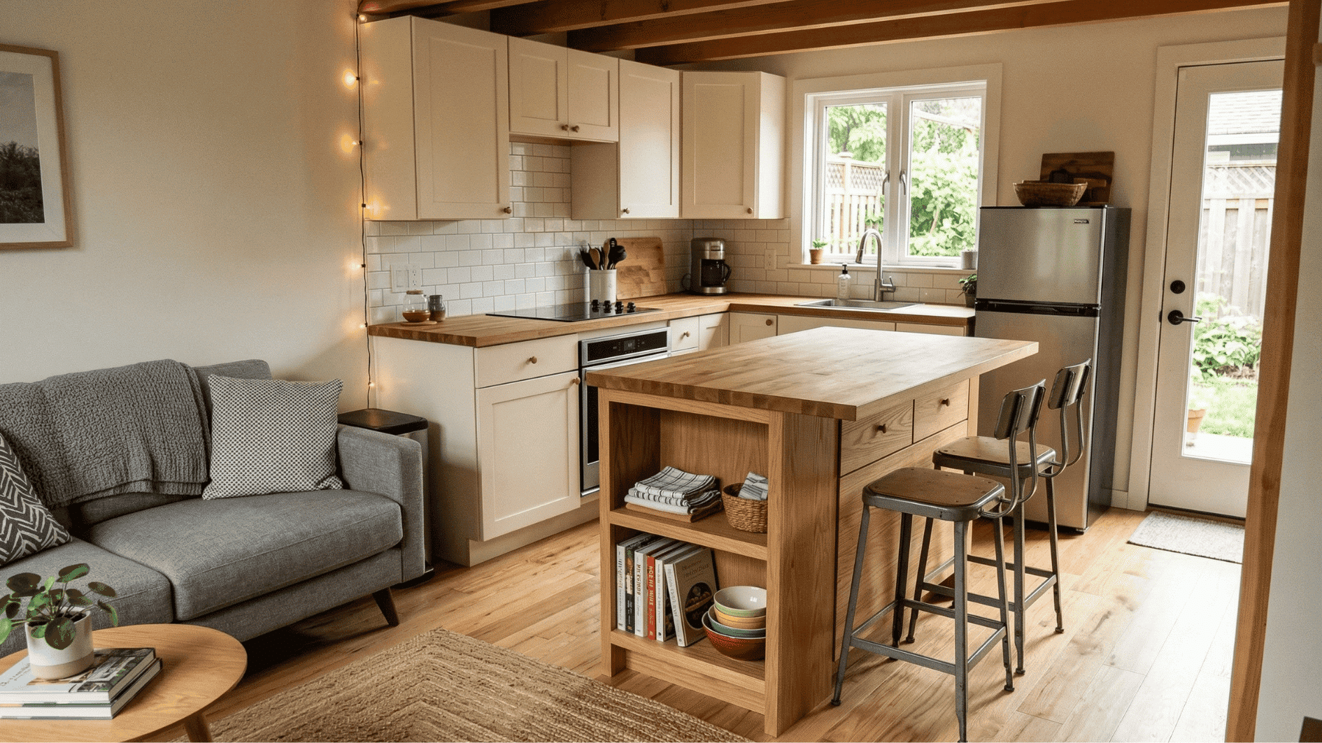 image of kitchen with built in storage facility