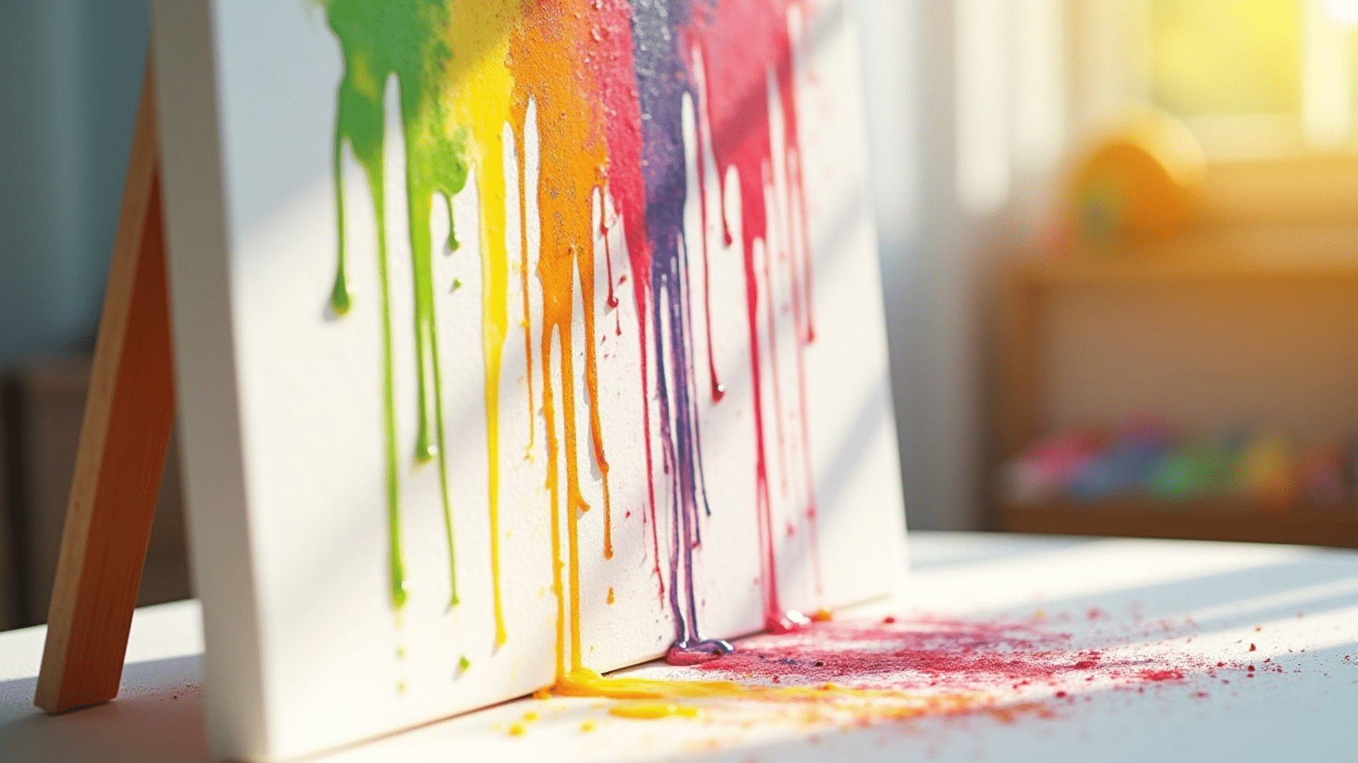 melted crayon art crayons melting and dripping down canvas creating vibrant streaks