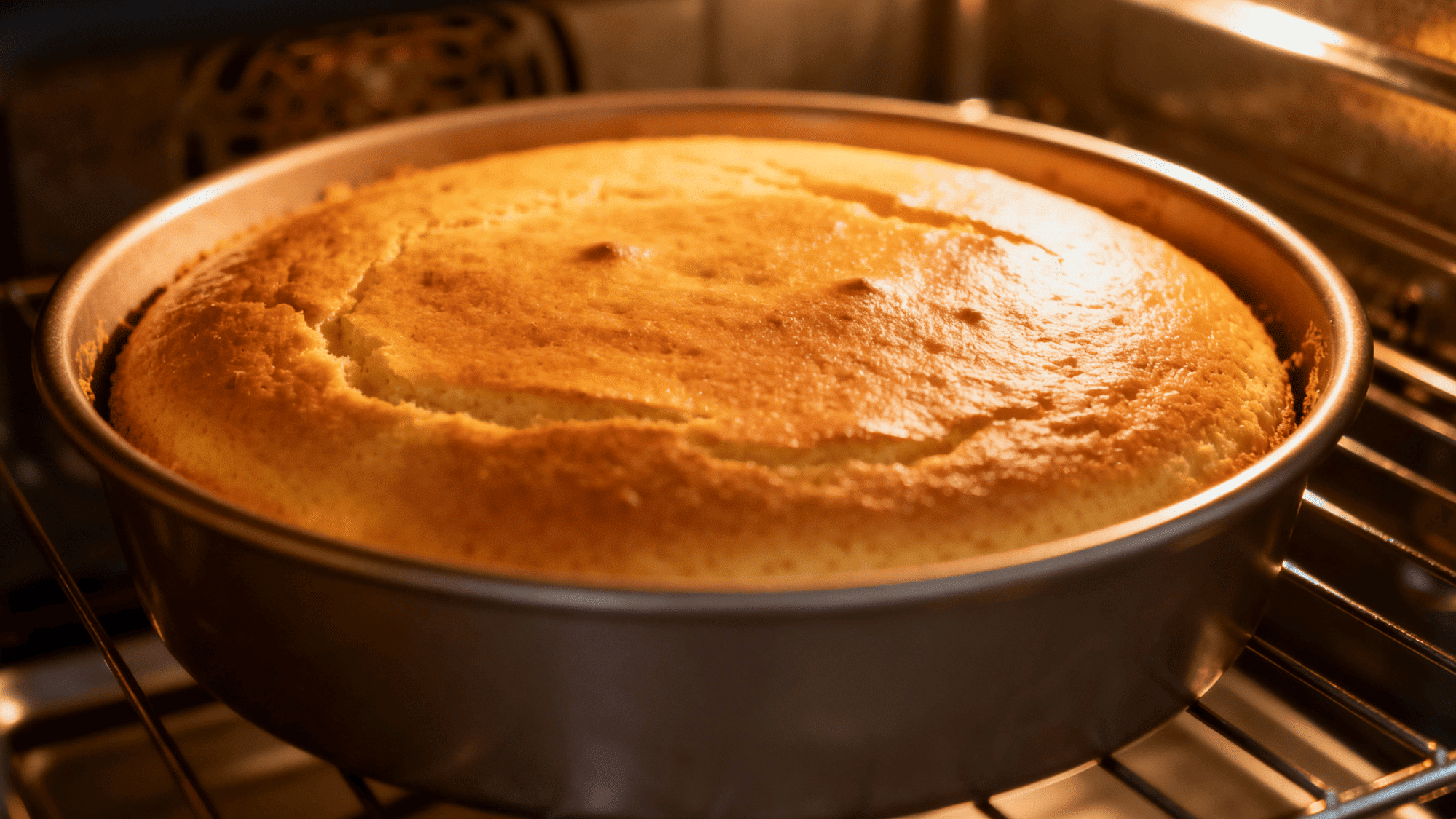 place the cake pan in the preheated oven and bake for 25–30 minutes until golden and springy