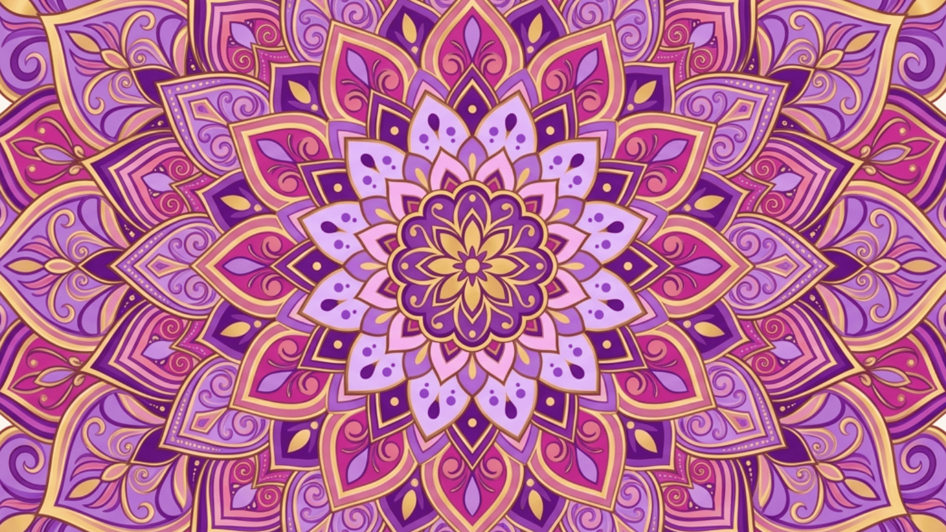 radial pattern with petal-like shapes spreading from the center in a symmetrical mandala style with purple and pink tones