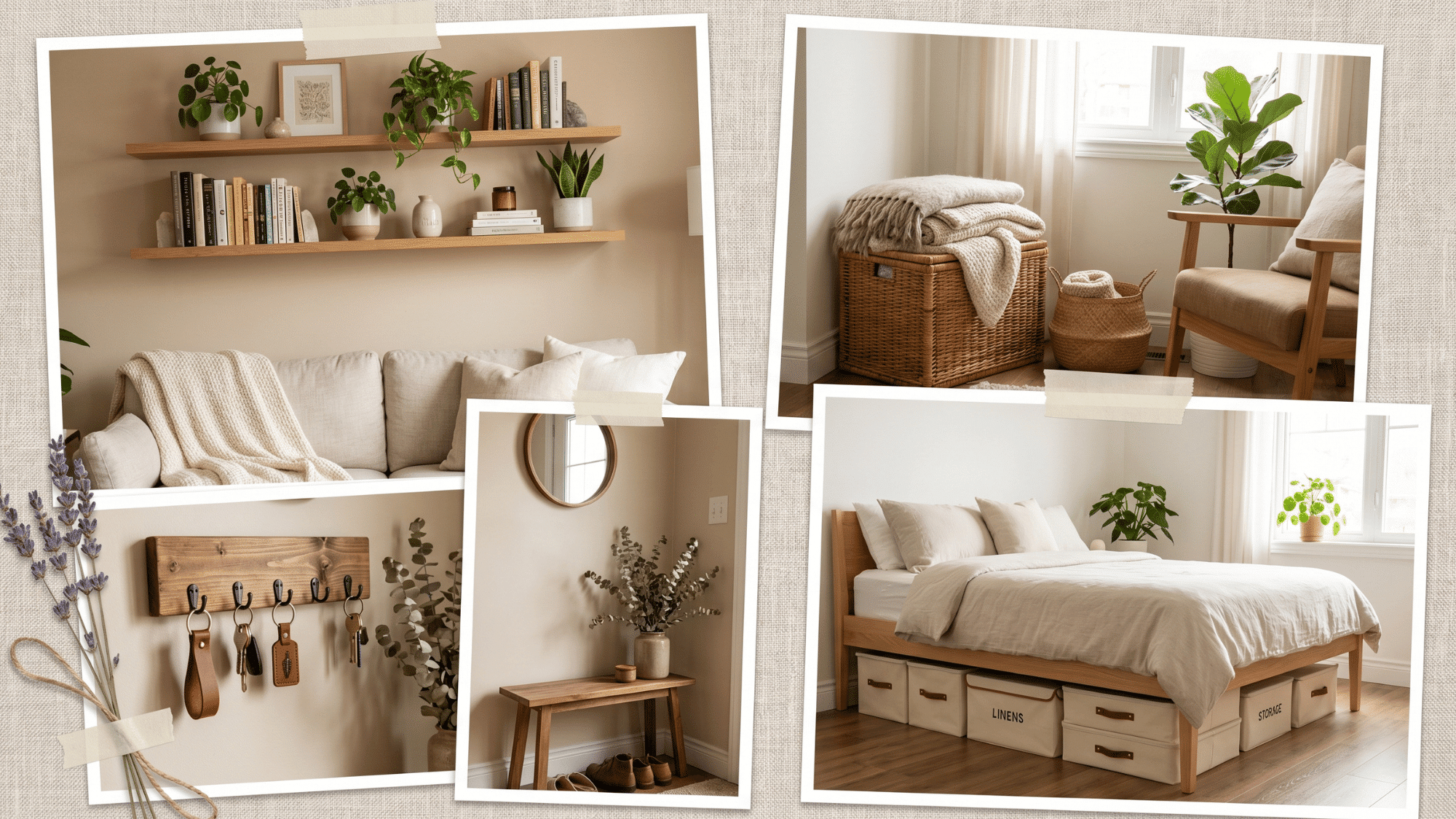a colllage of functional diy home decor ideas