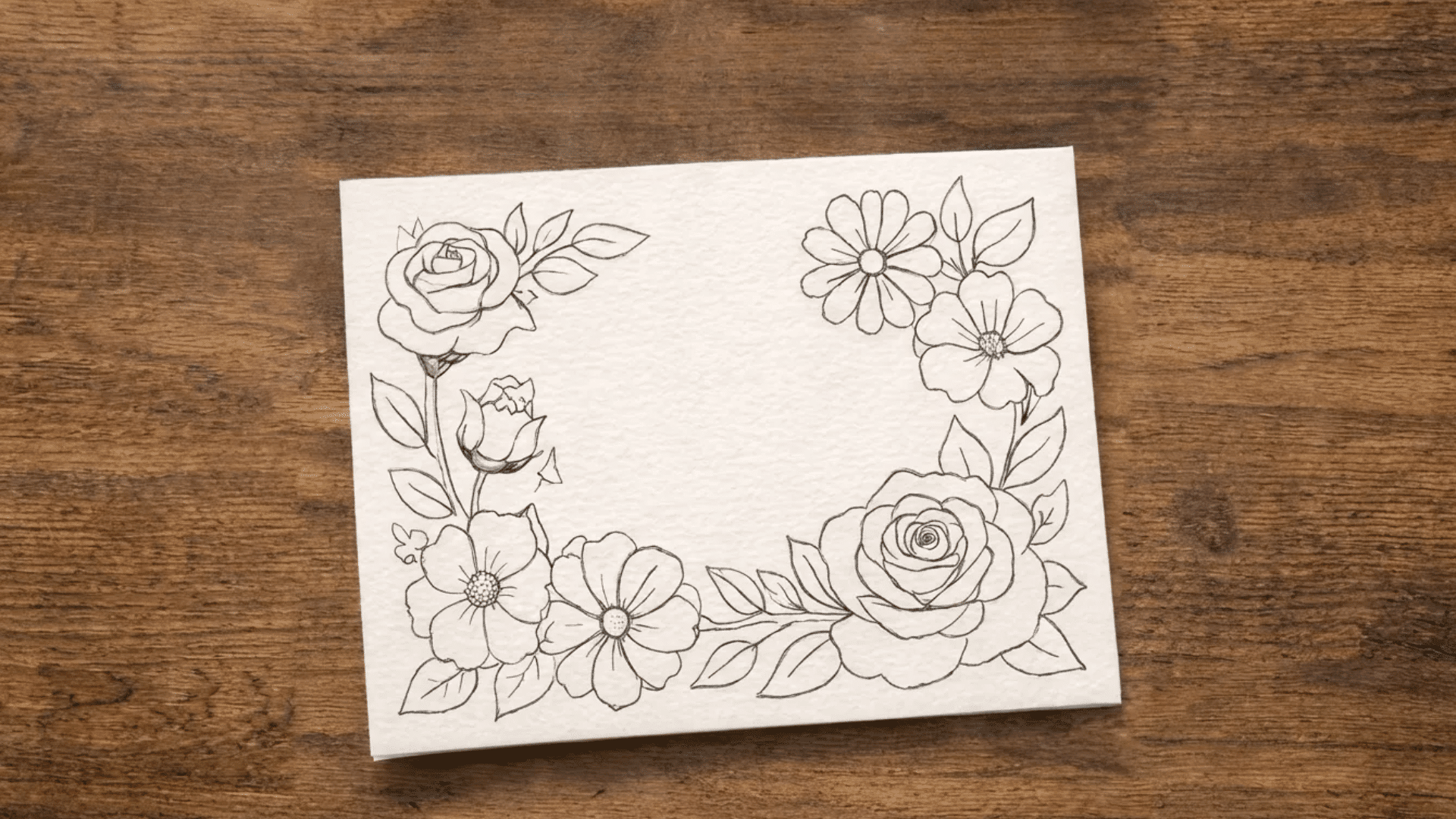 add detail to flowers by drawing inner lines and leaves around them
