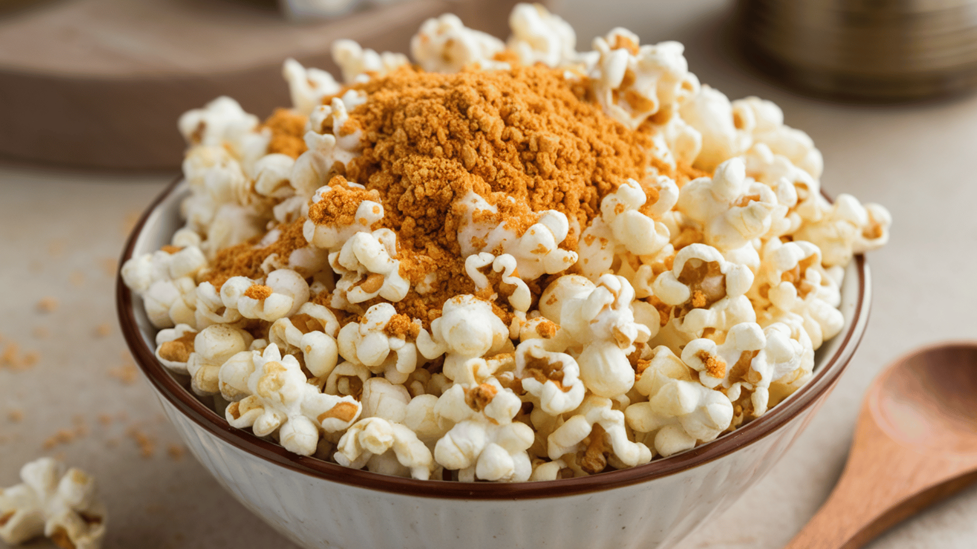 air-popped popcorn sprinkled with nutritional yeast for a cheesy, savory snack