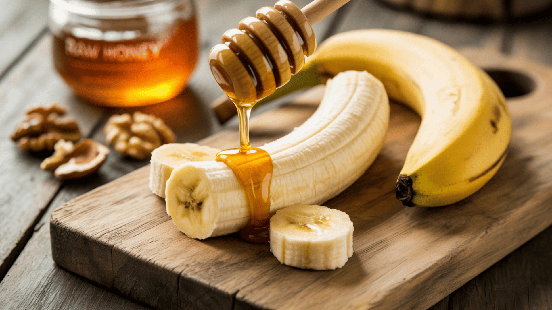 banana slices drizzled with raw honey for a naturally sweet and satisfying snack
