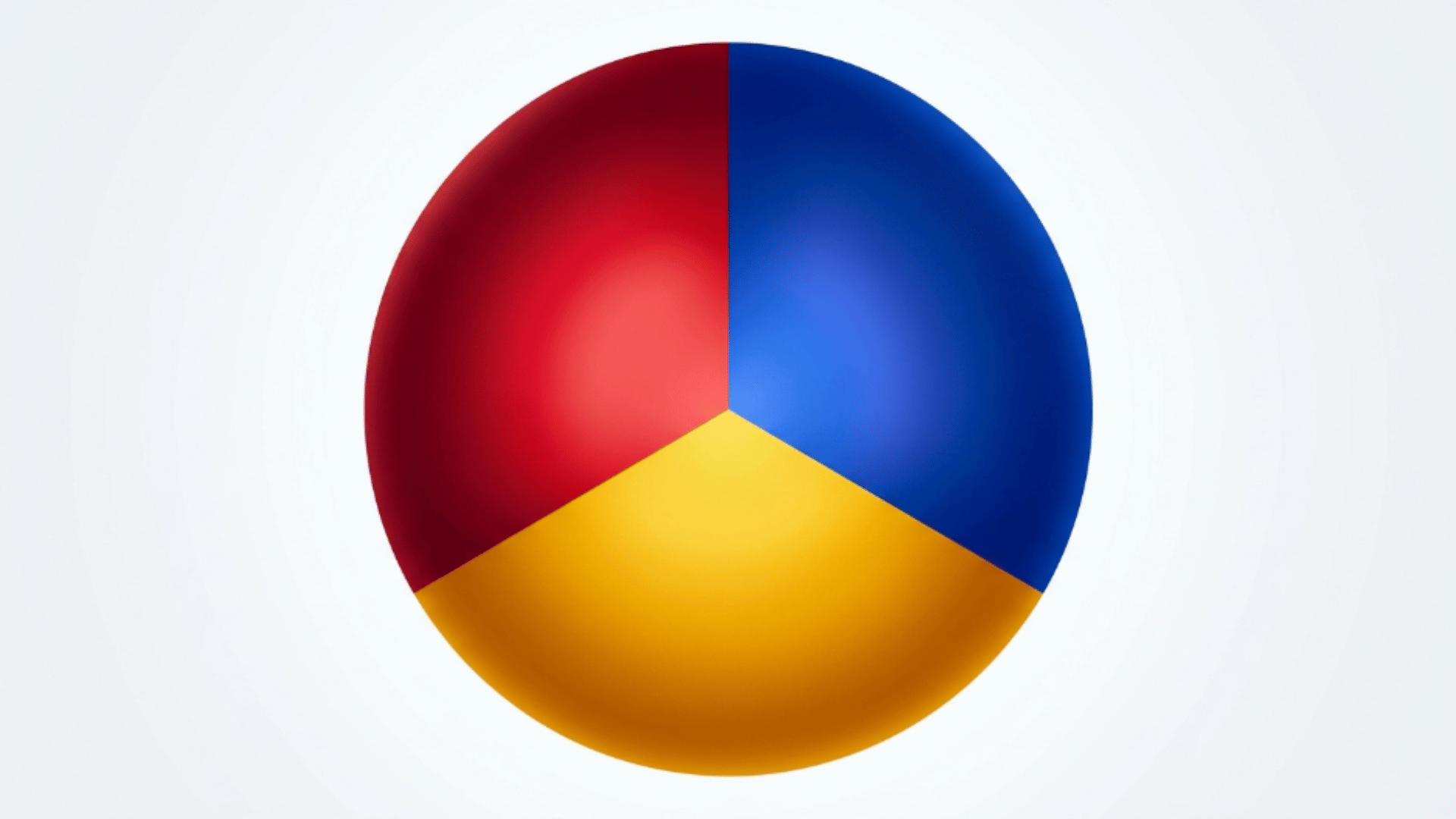 color wheel showing primary colors red blue and yellow in three segments with smooth gradients on light background