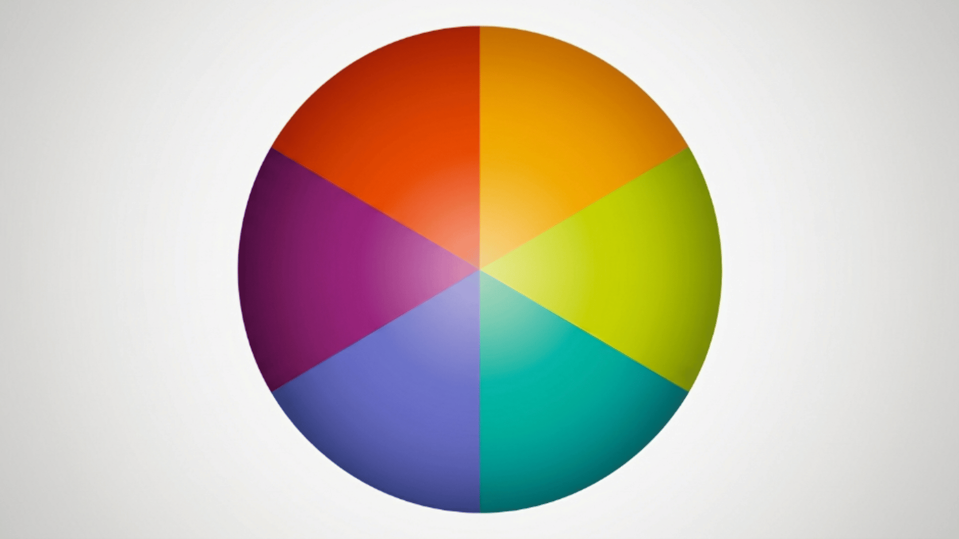 color wheel showing tertiary colors in six segments with smooth gradients and soft blending on light background
