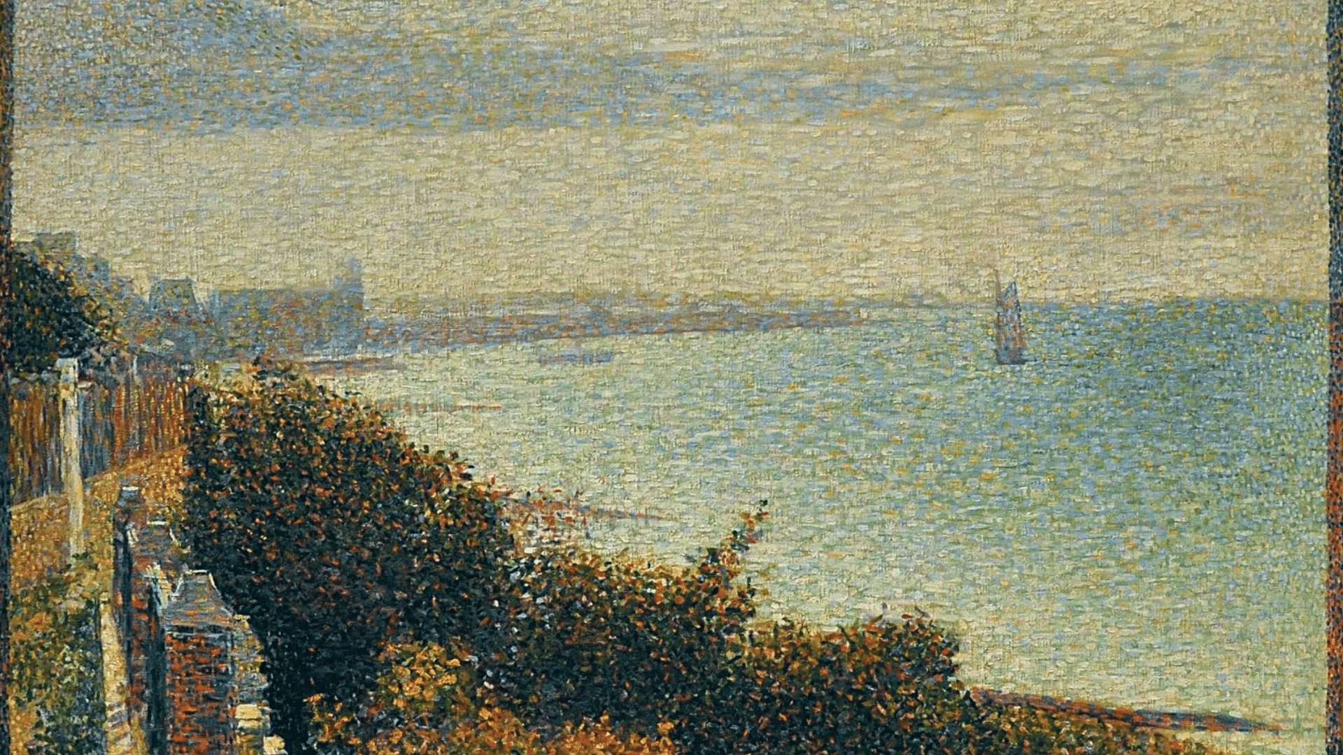 divisionist painting created with separate dots or strokes of colour placed side by side to produce luminous effects through optical colour blending