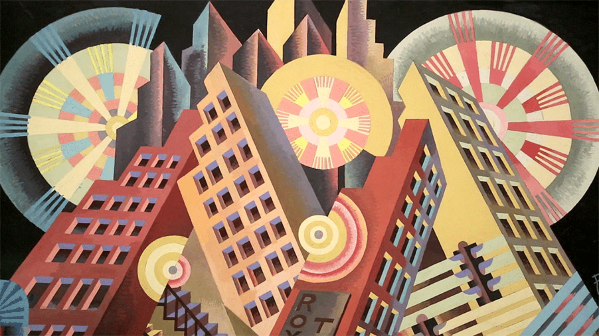 futurism artwork featuring dynamic lines and fragmented forms suggesting movement, speed, and the energy of modern industrial life