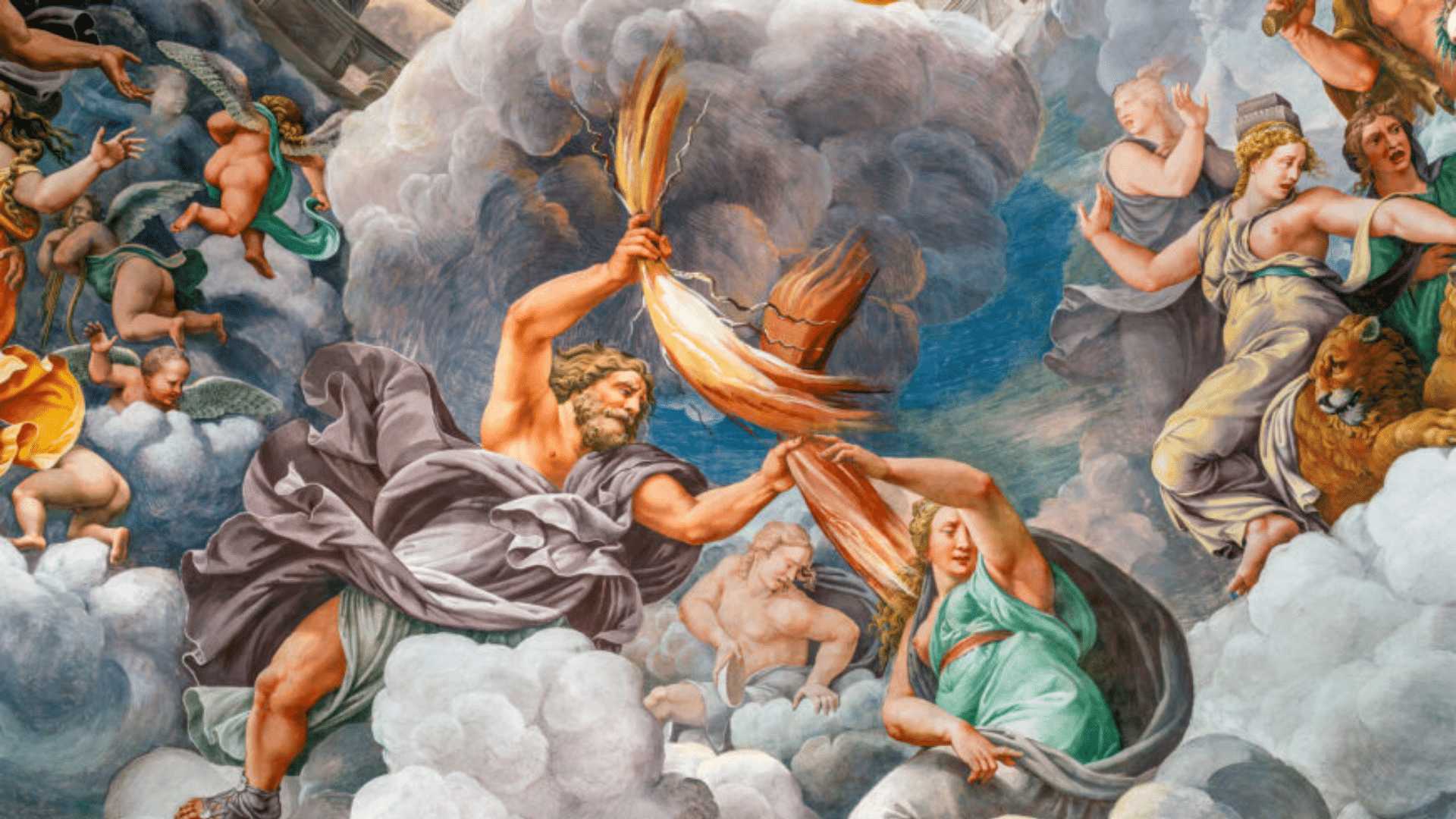 mannerism painting with elongated figures, complex spatial composition, and exaggerated elegance, reflecting the late Renaissance artistic style.