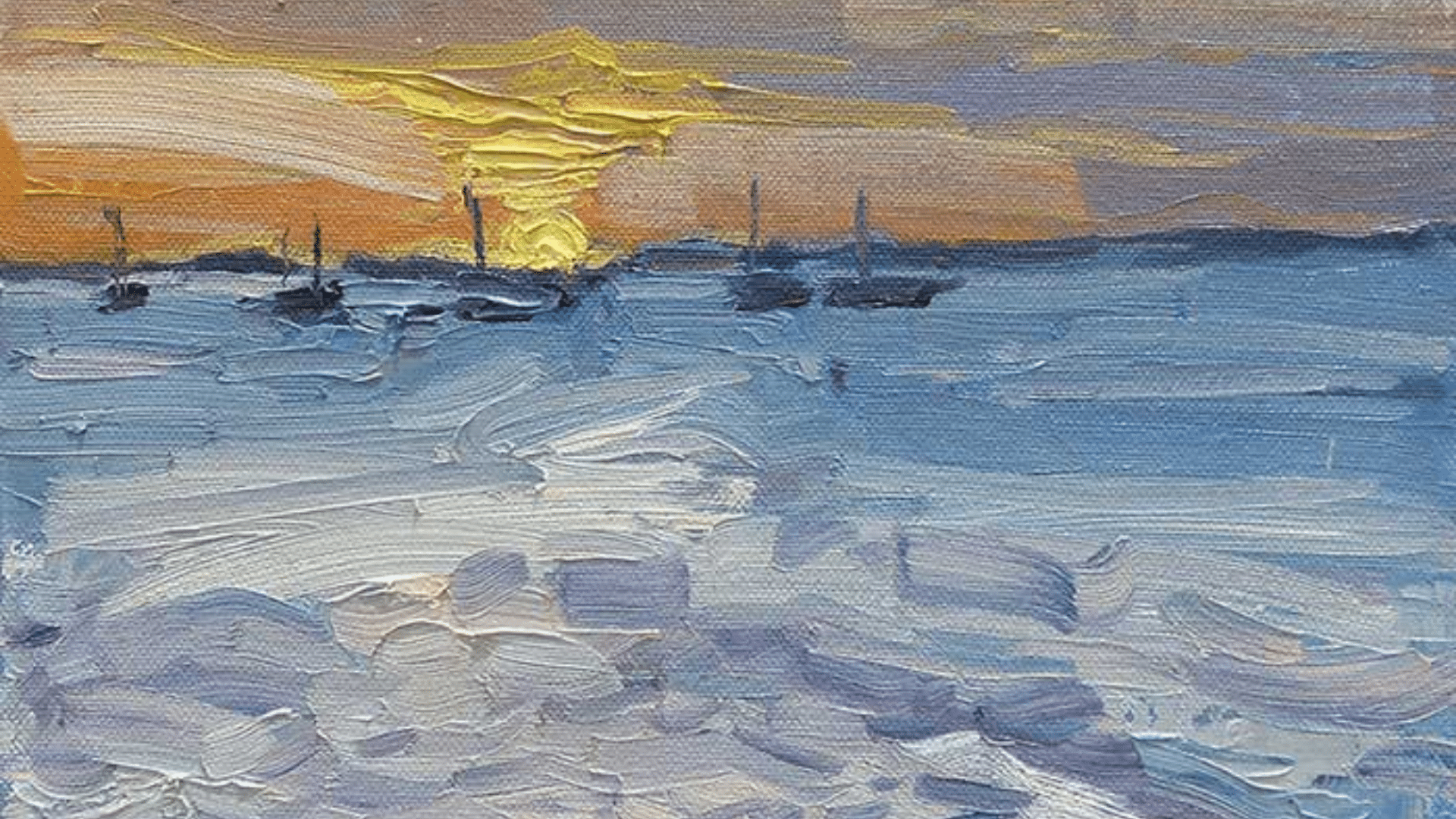 painterly landscape painting with visible brushstrokes and textured paint capturing light, color, and atmosphere in an expressive style