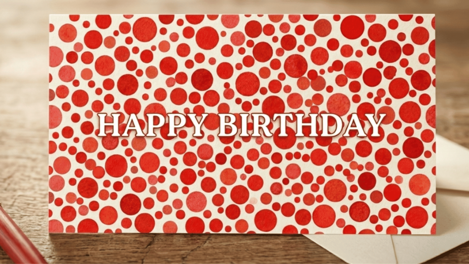 playful birthday card with vibrant polka dots in varying sizes and bright colors