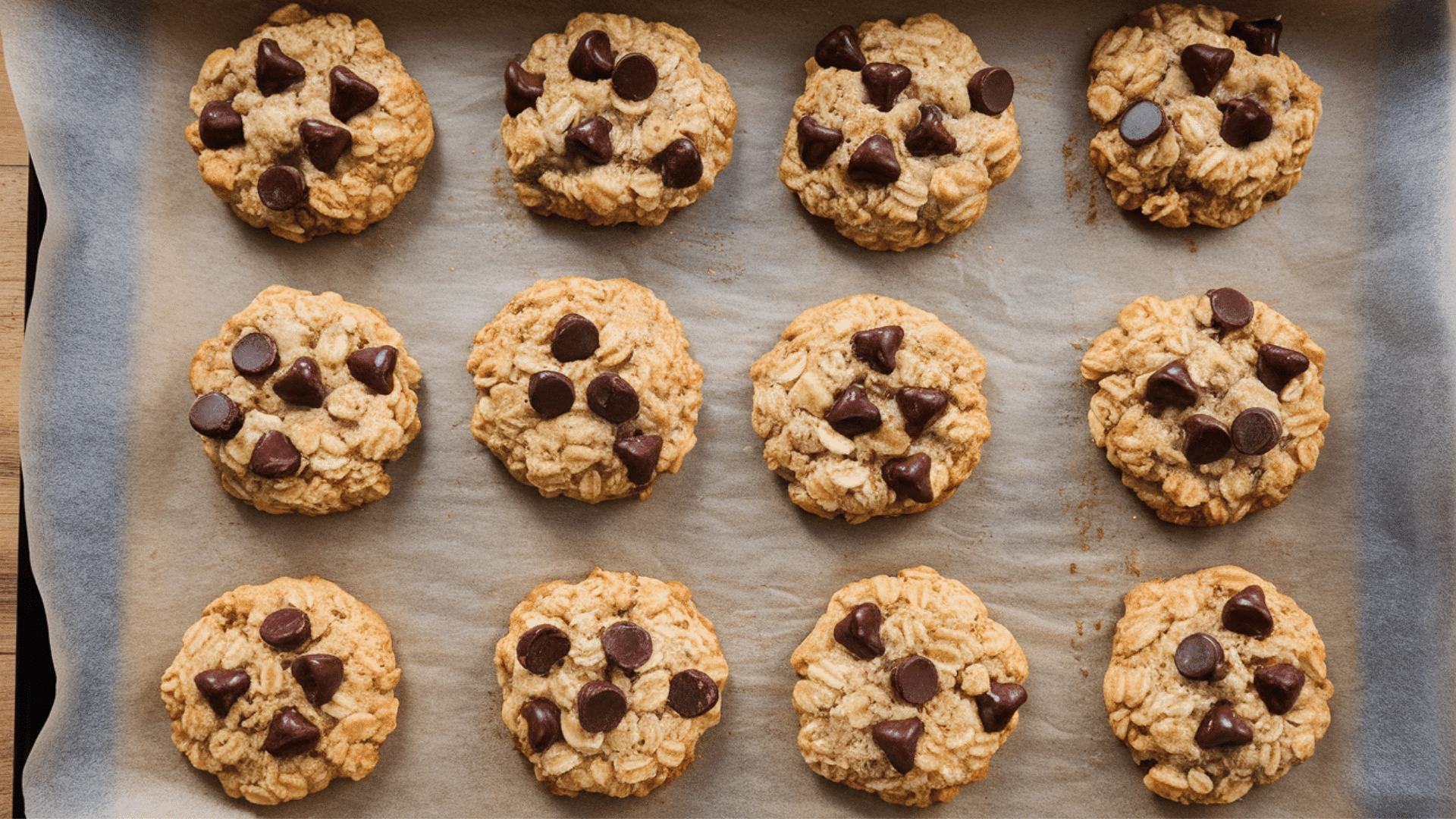 soft banana oatmeal cookies made with oats and dark chocolate chips