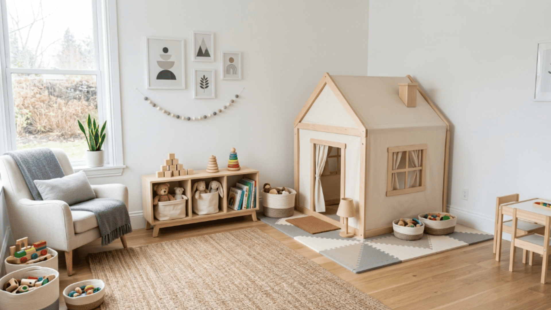 toddler playroom small playhouse corner with indoor house and soft mats