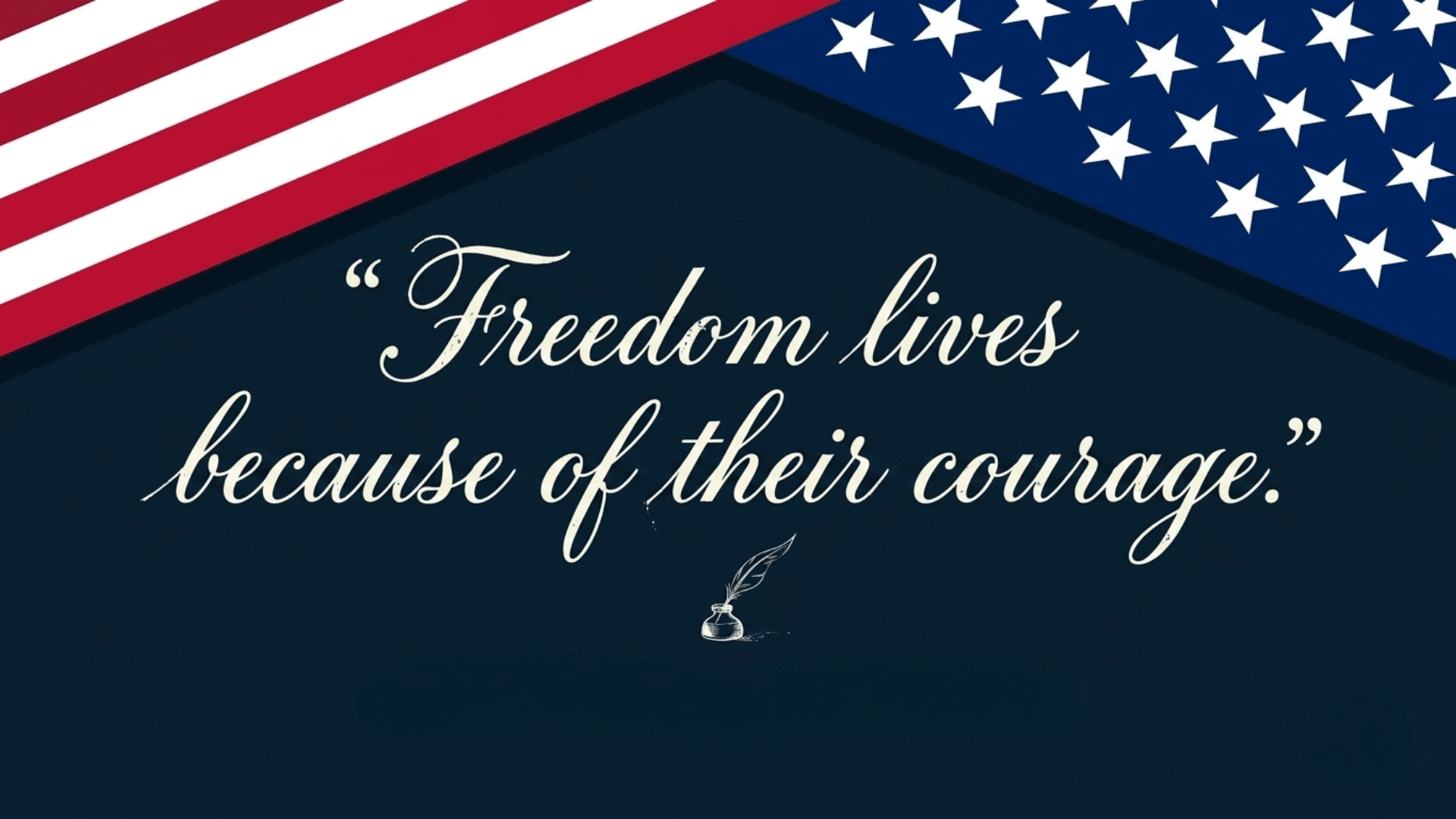 memorial Day quote about freedom and courage displayed over an American flag themed background with patriotic design.