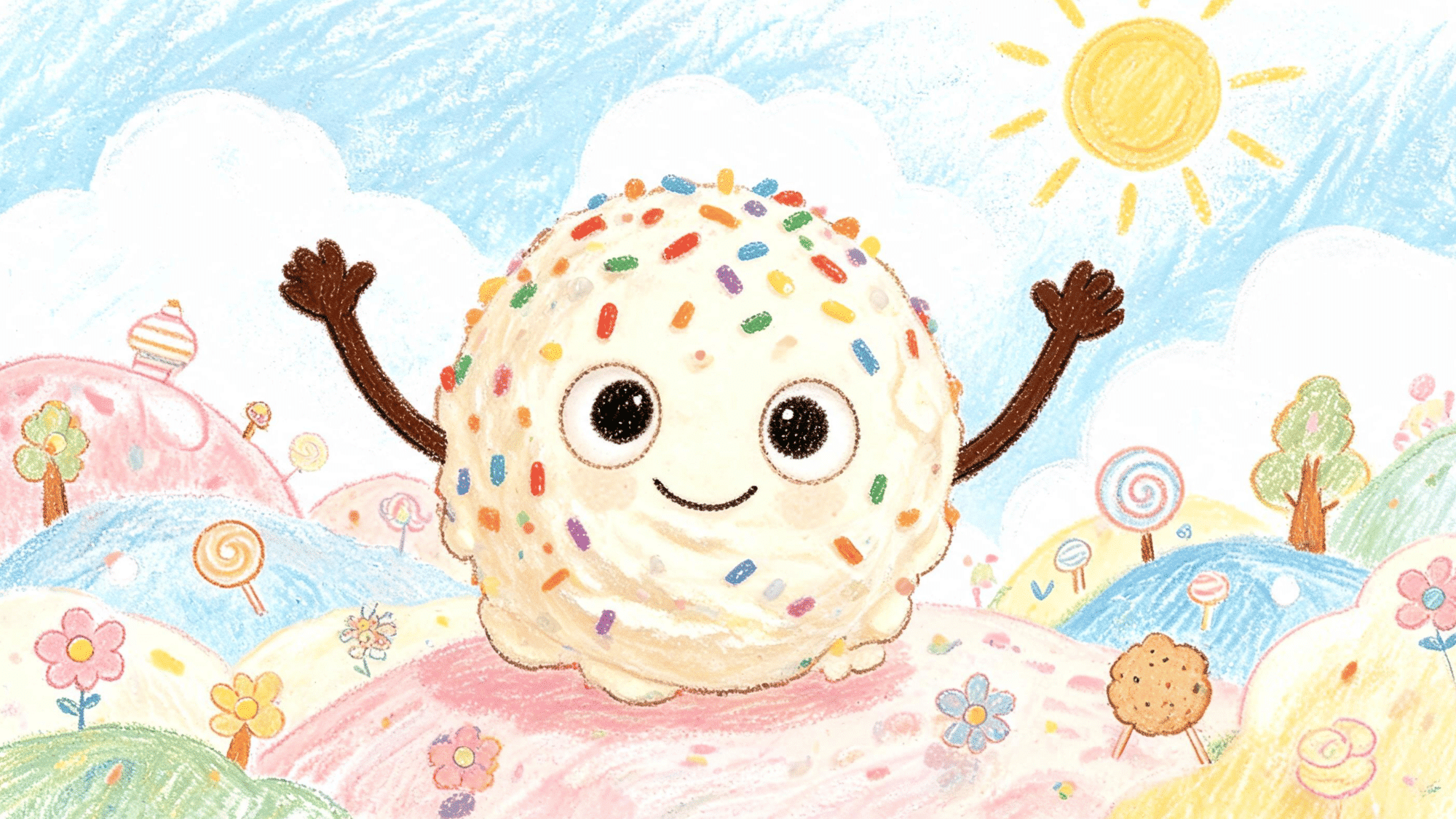realistic sketch file drawing of a icecream coloured with pencil colours