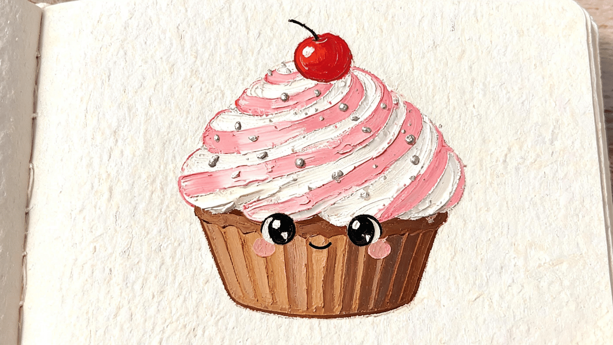 cute cupcake drawing with wax colors