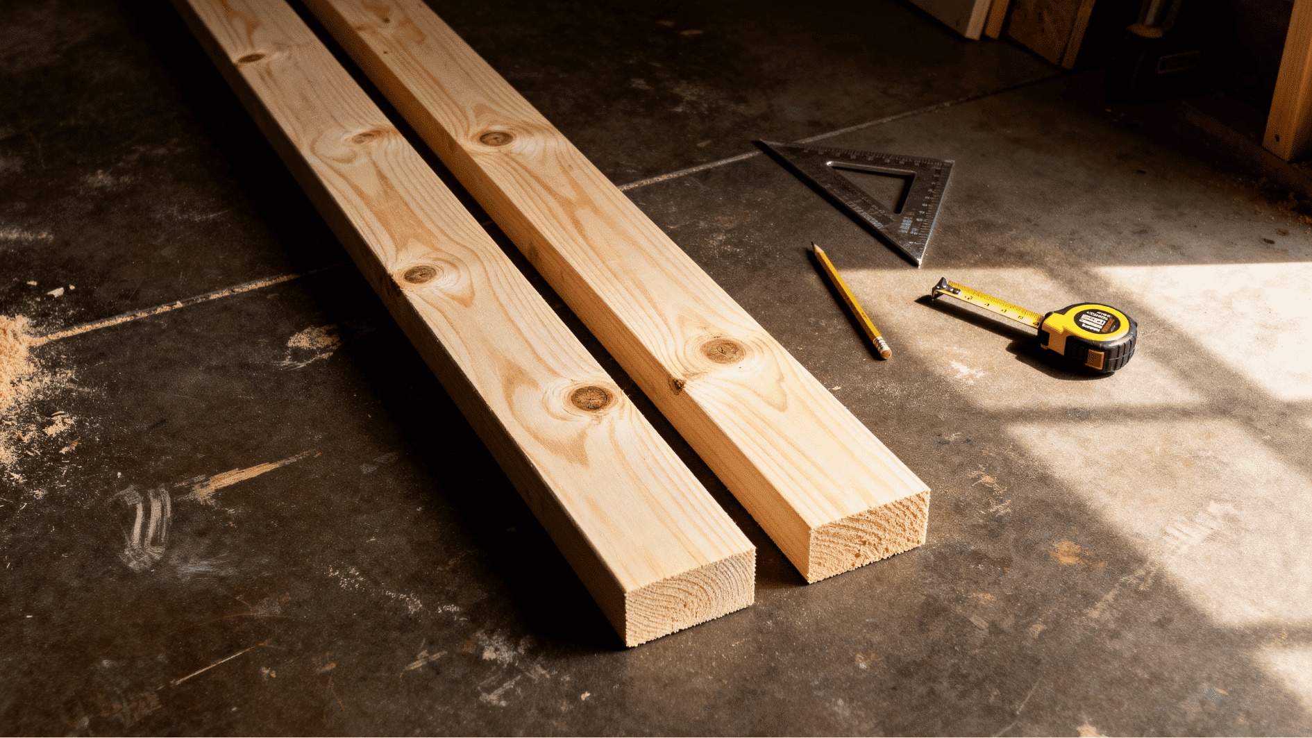 prepare and cut two pine side rails for a <echighlighted><echighlighted><echighlighted><echighlighted><echighlighted>diy blanket ladder</echighlighted></echighlighted></echighlighted></echighlighted></echighlighted> in a warm woodworking workshop setting