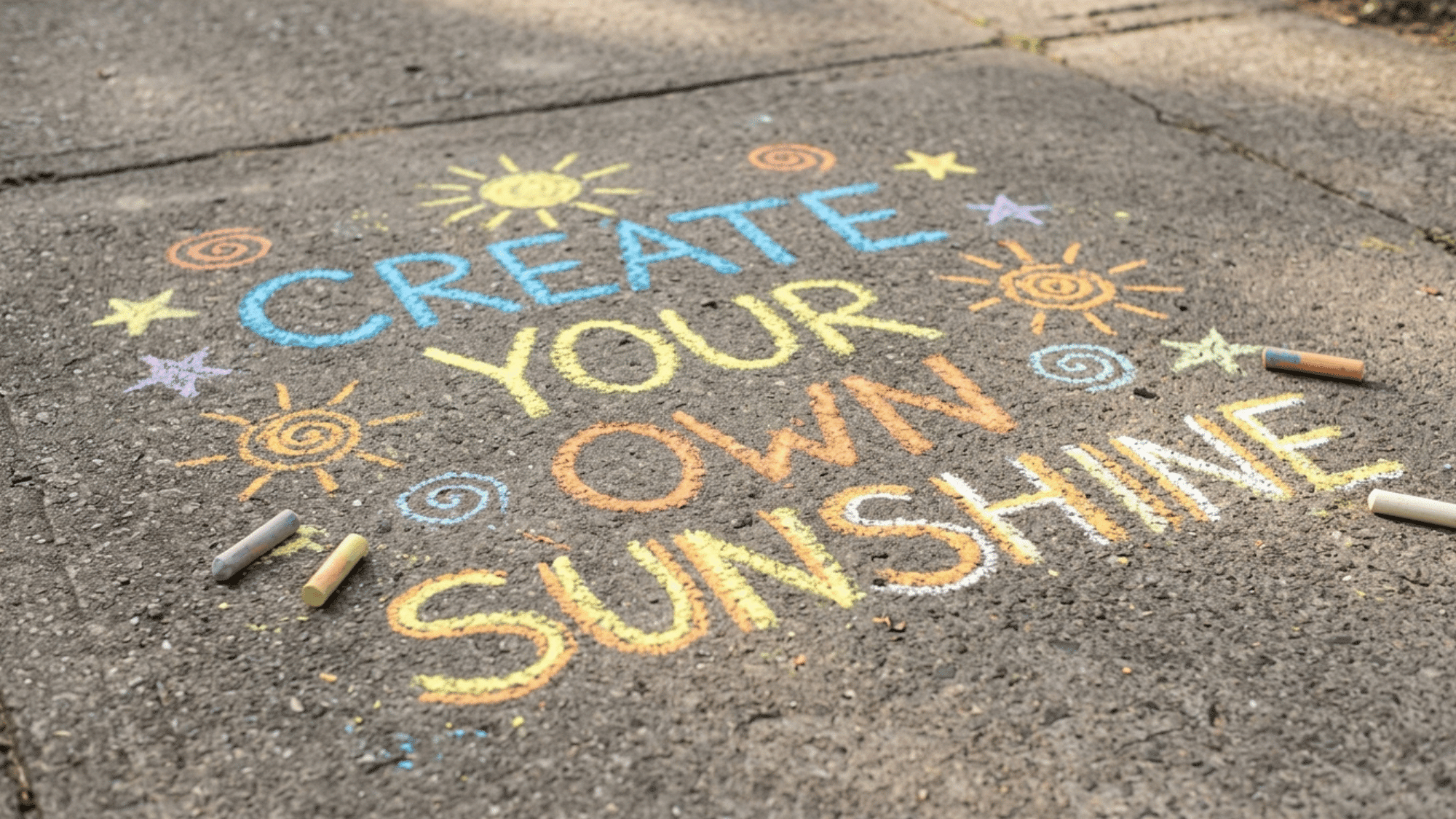 colorful positive quote chalk art design with bold hand-lettering