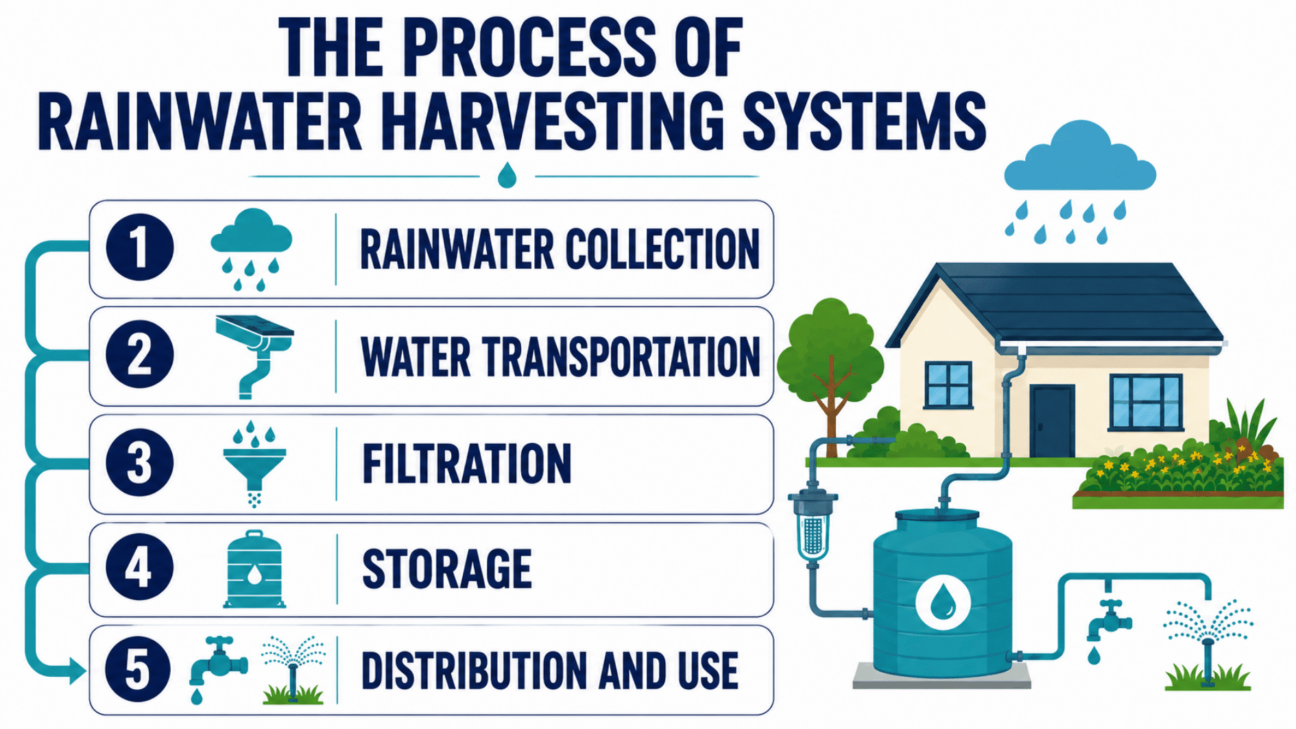Rainwater harvesting system infographic.