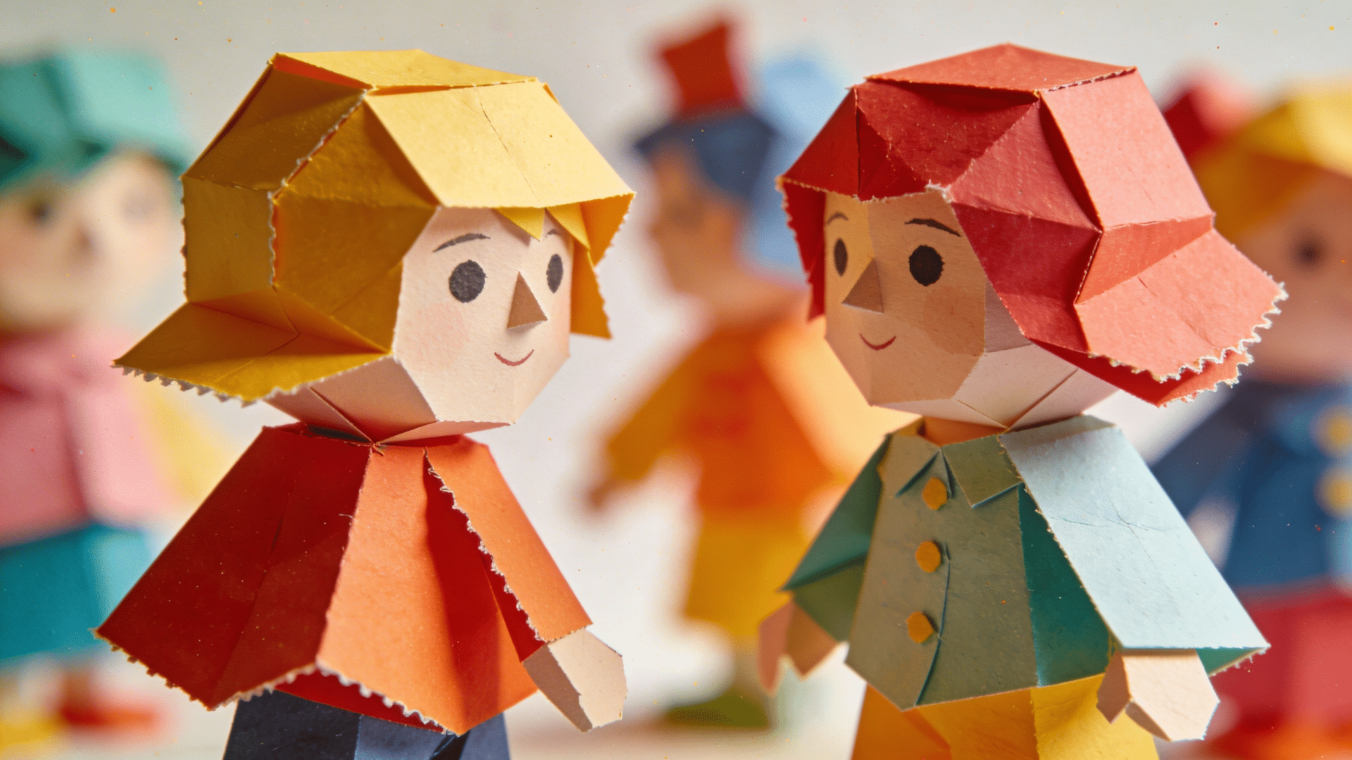 3d paper sculptures arranged on a table showcasing layered artistic shapes and creative craftsmanship.