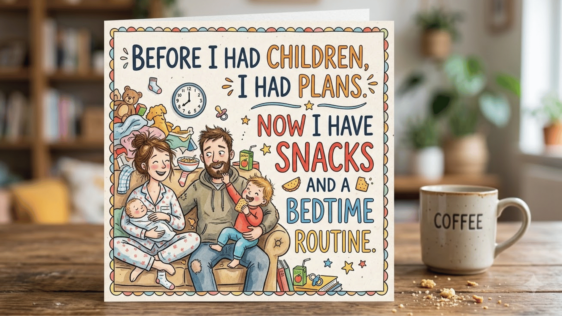 a humurous quote on a card with funny image