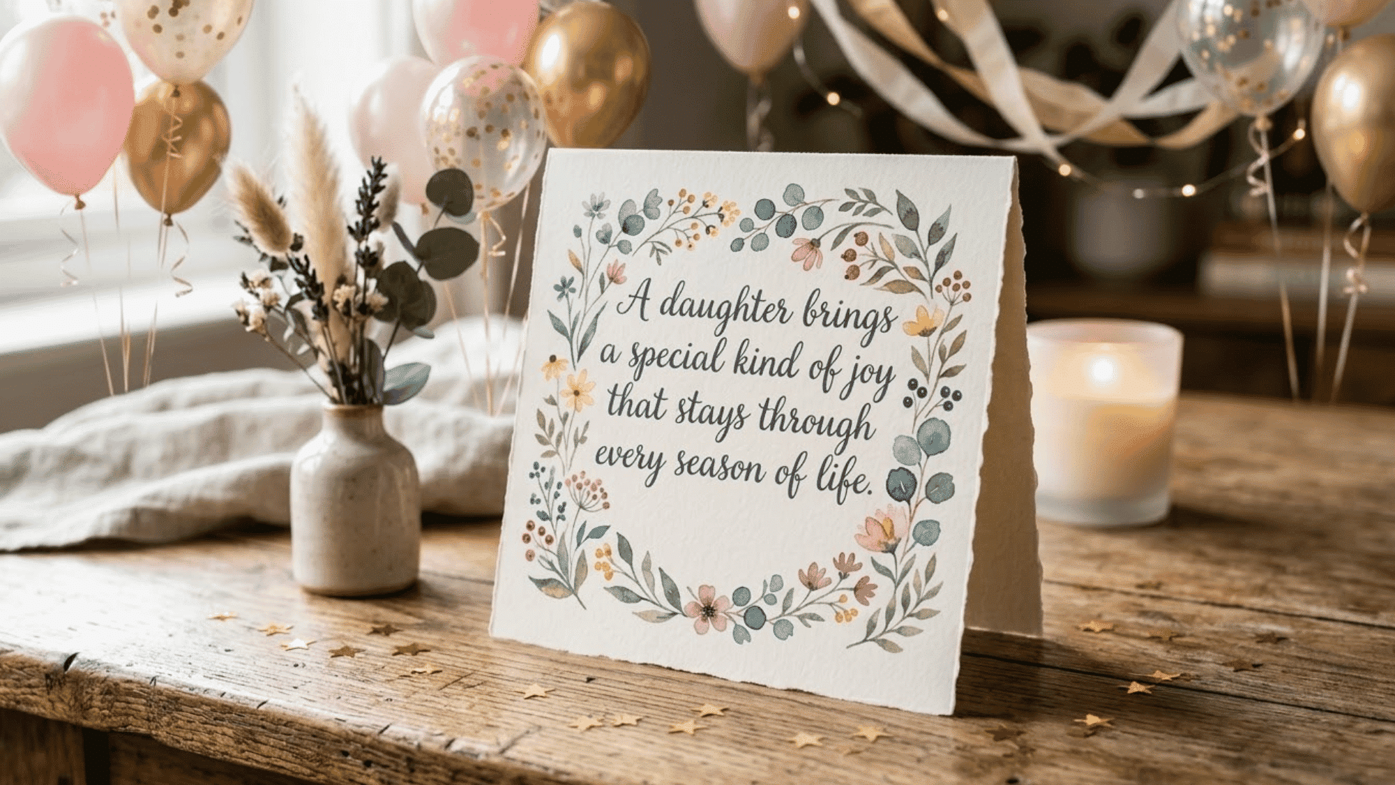 floral baby shower card with heartfelt message for celebrating a new baby girl