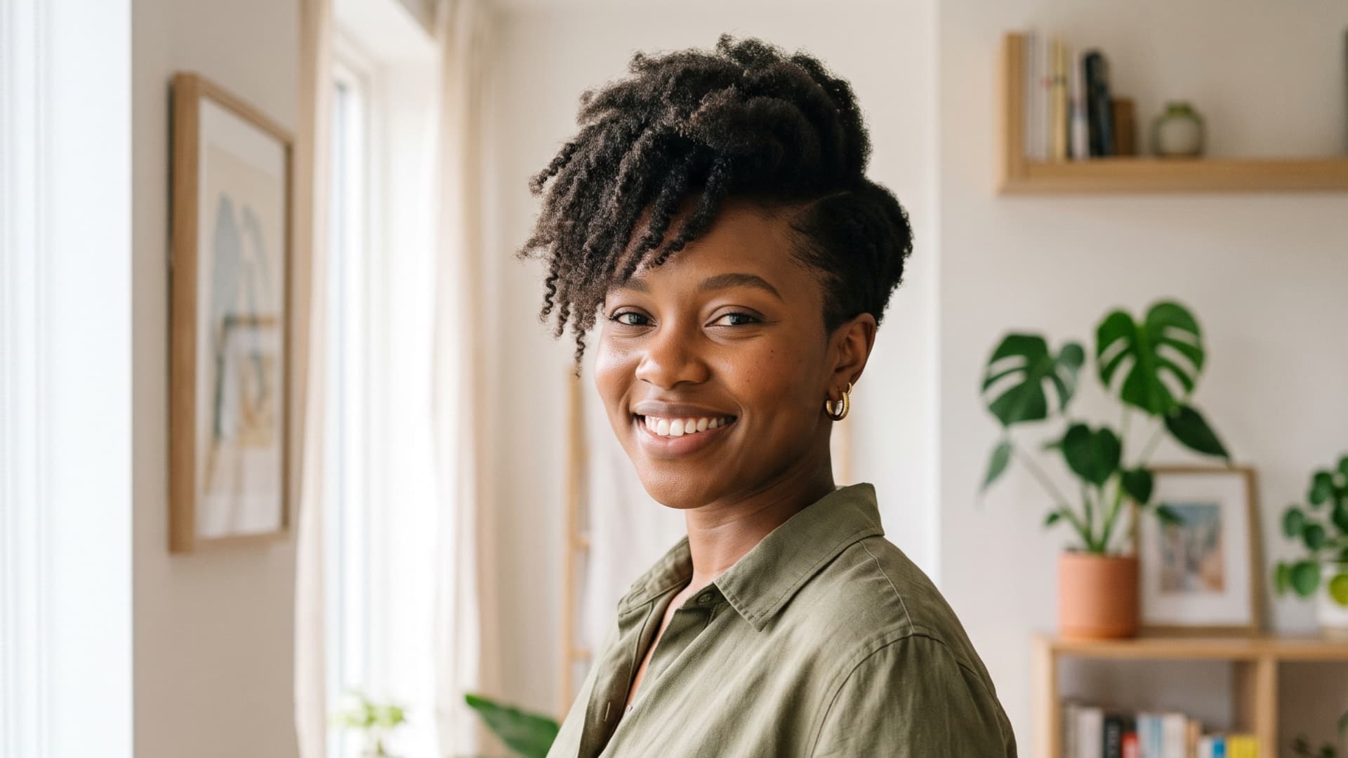 black woman with a long pixie cut featuring a soft side fringe and neatly tapered sides (1)