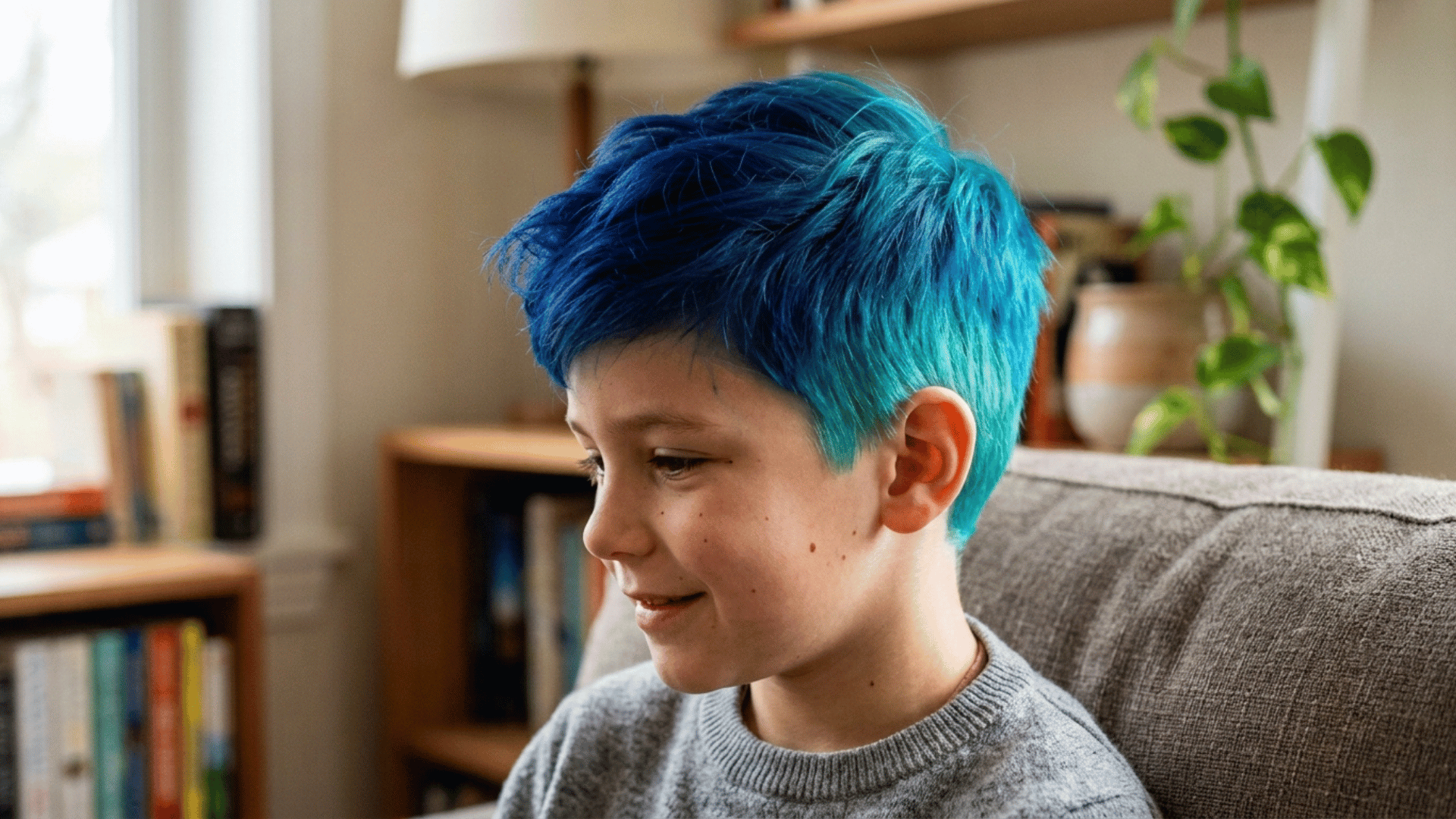 boy's hair sprayed with a smooth color fade from roots