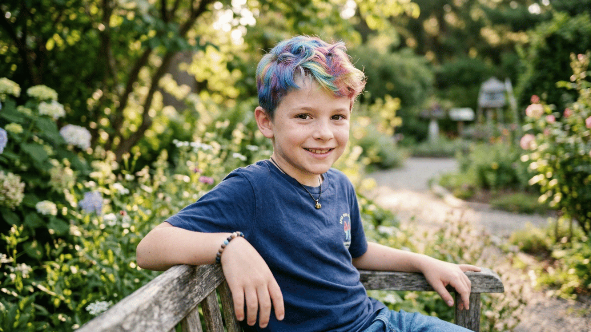 multiple spray colors blended into a tie-dye hair pattern