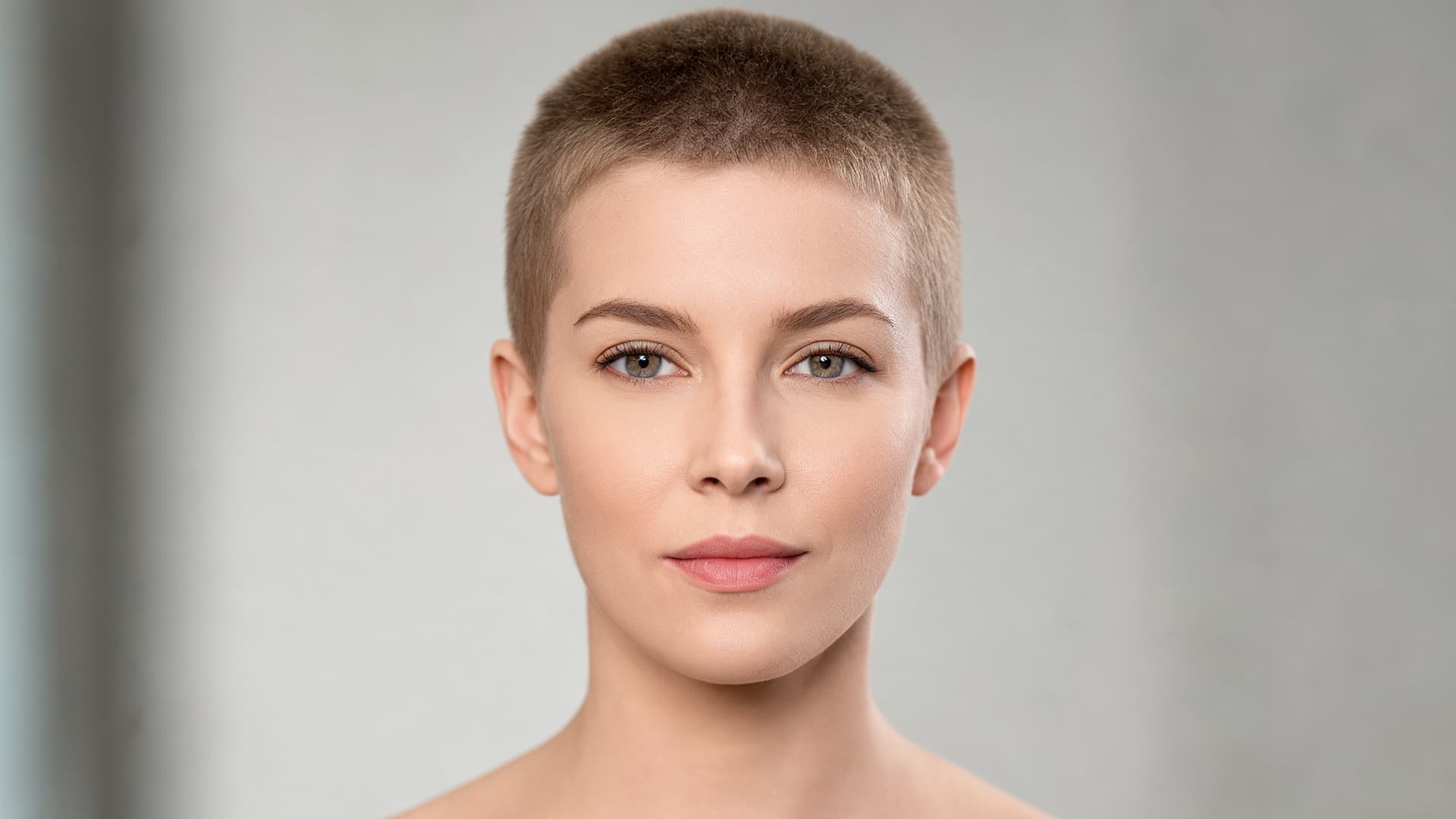 buzz inspired short haircut with closely cropped thick hair and a bold minimalist style
