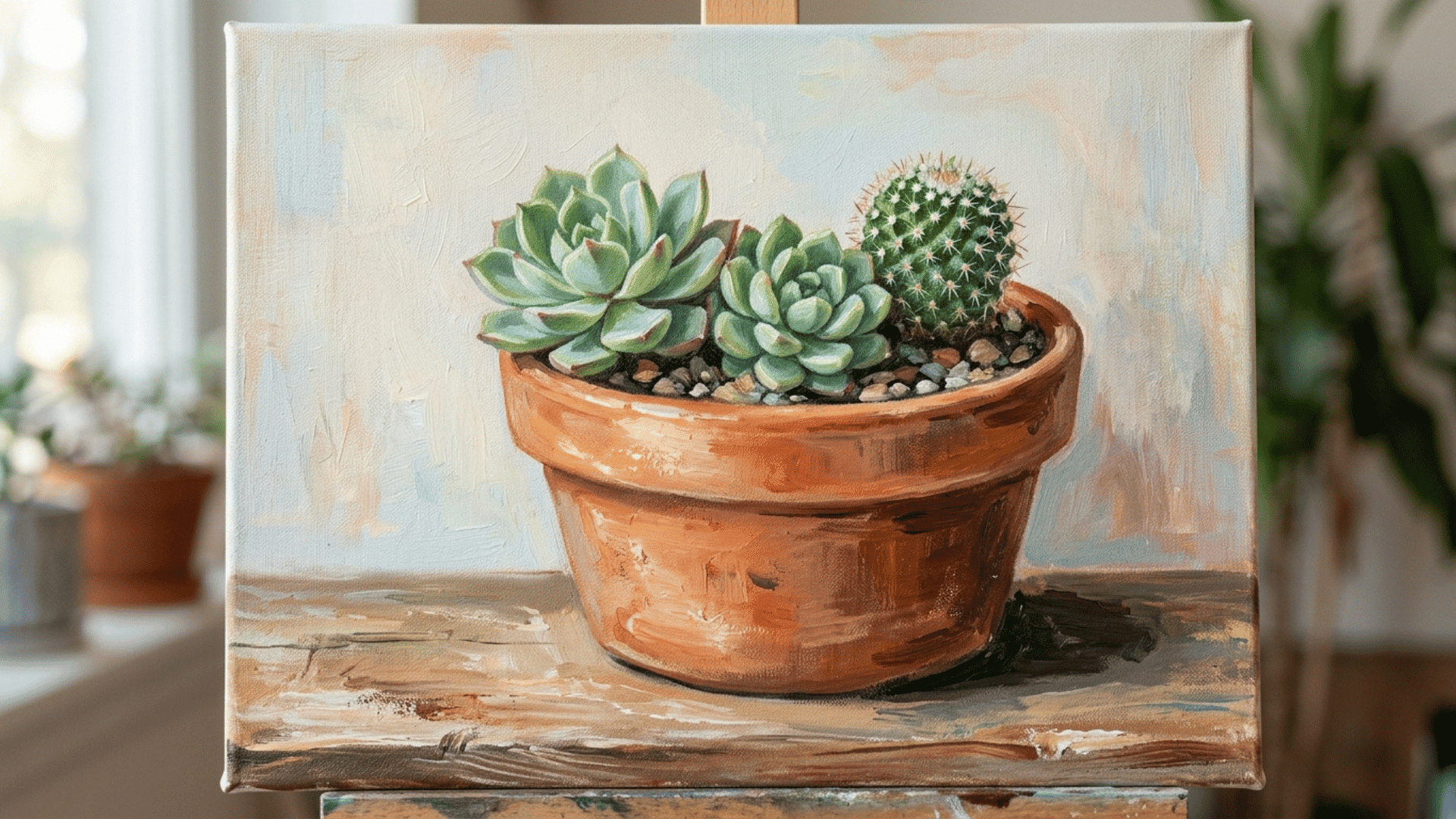 cactus and succulent arrangement in a pot