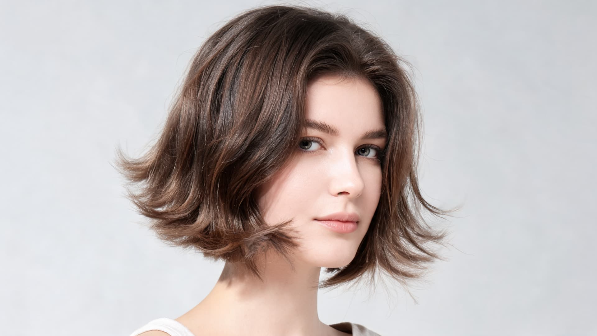 feathered bob haircut with soft layered ends and lightweight movement for thick hair