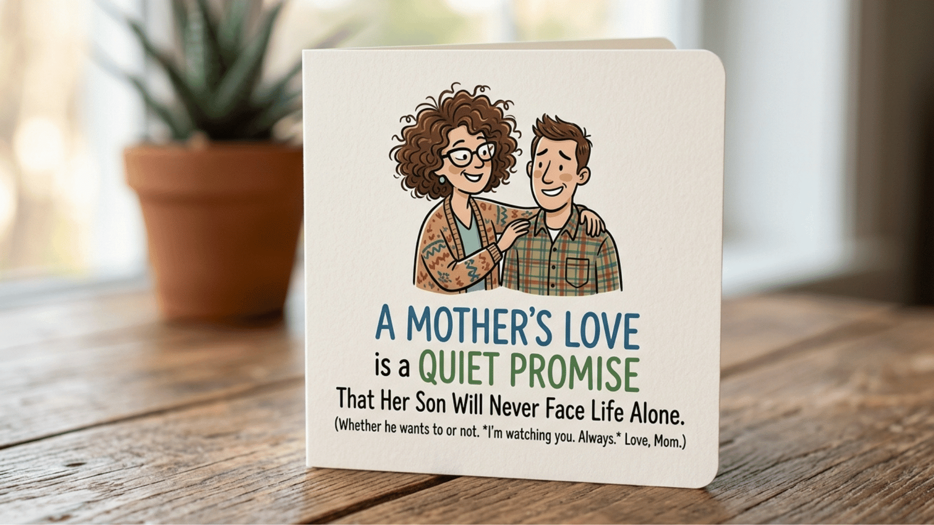 a funny mother son quotes written on the card