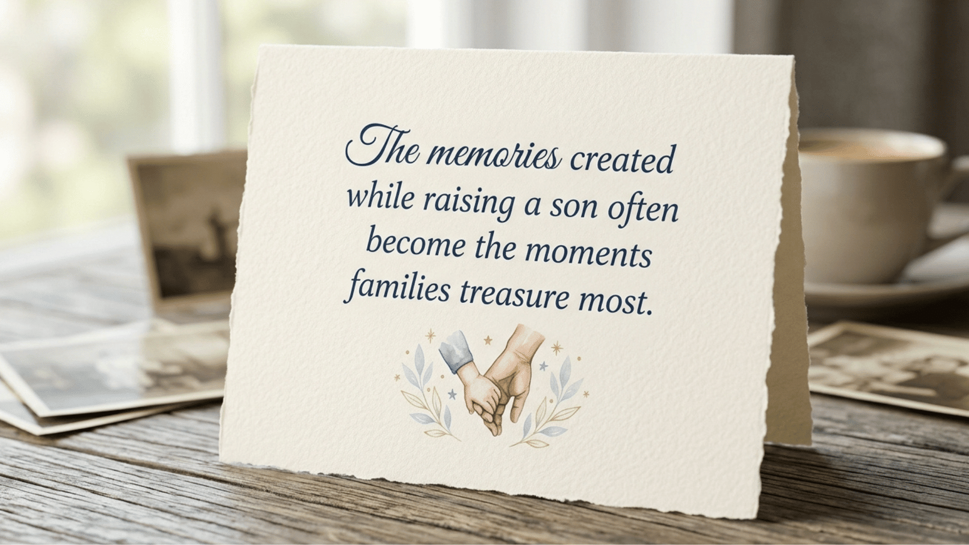 a beautiful memorable mother son quote written on the card