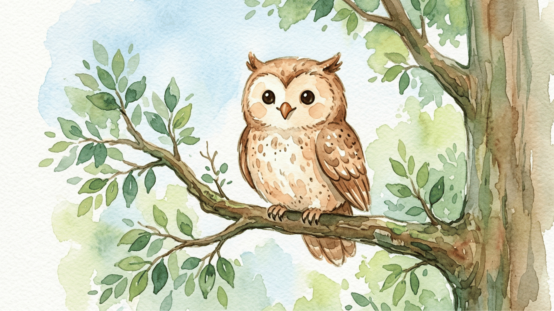 adorable owl painting with large round eyes simple wings and basic shapes perfect for beginners