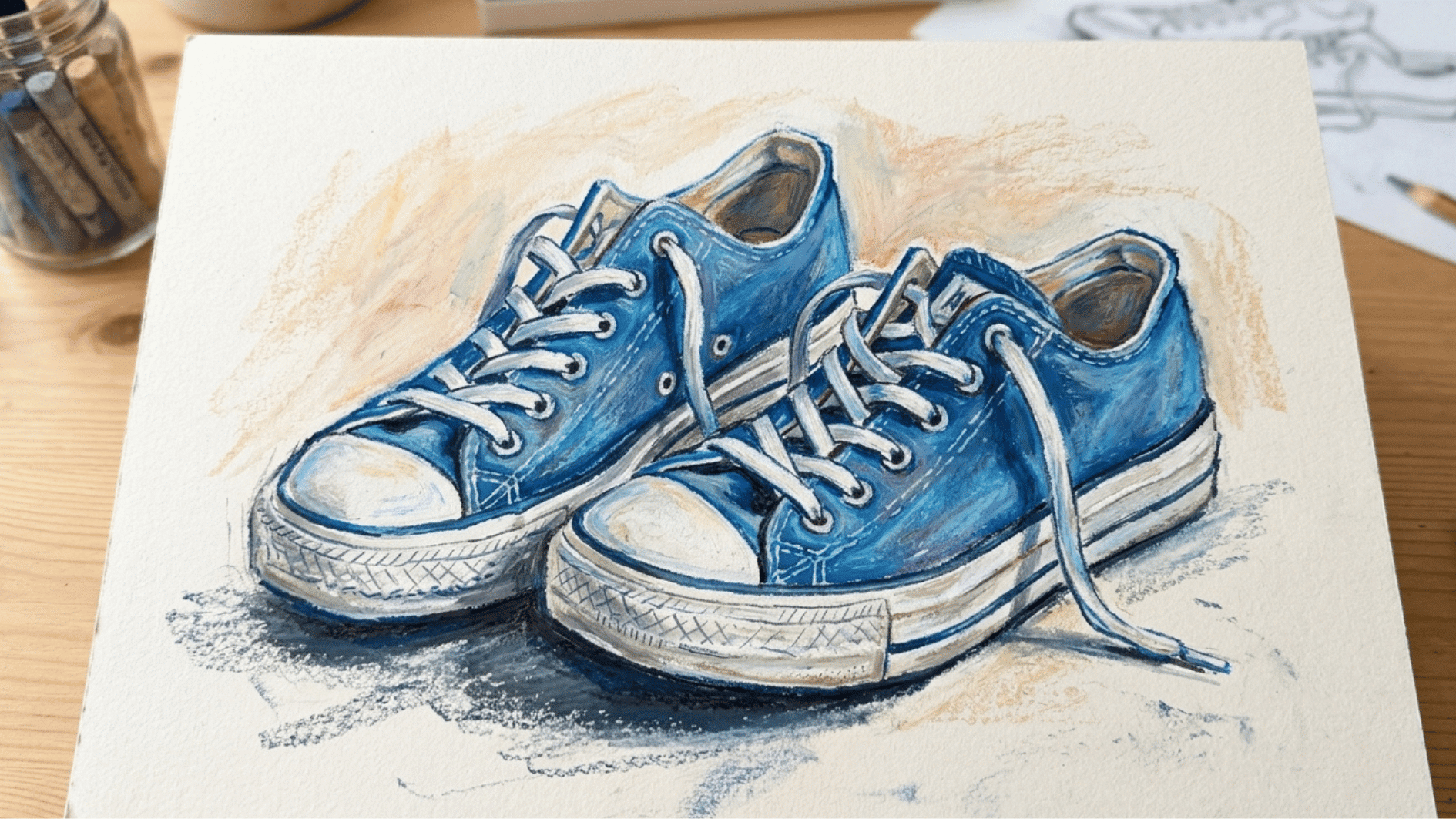 a pair of shoes drawn on the drawing sheet