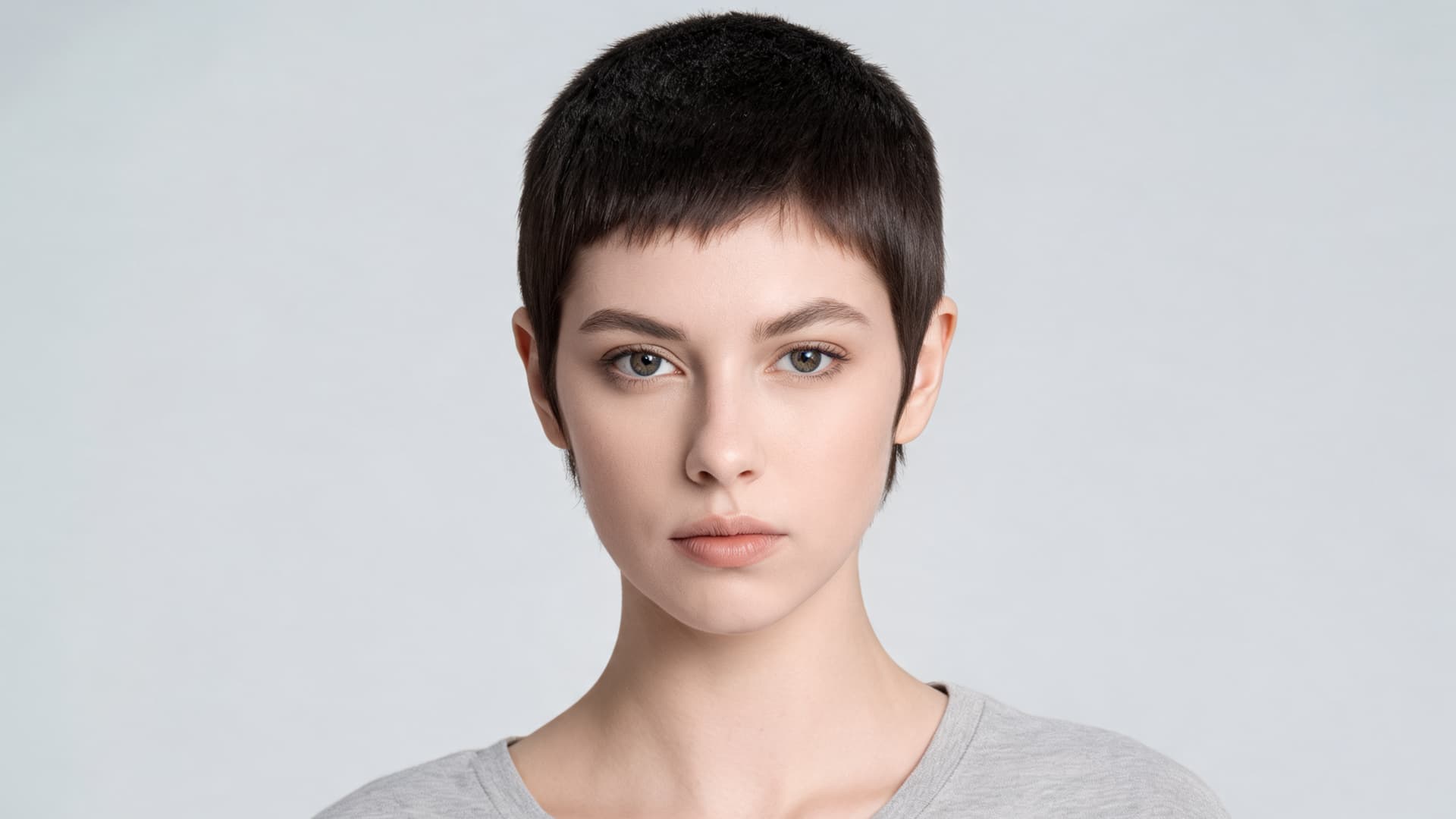 sleek short crop haircut with smooth thick hair and a simple refined modern finish