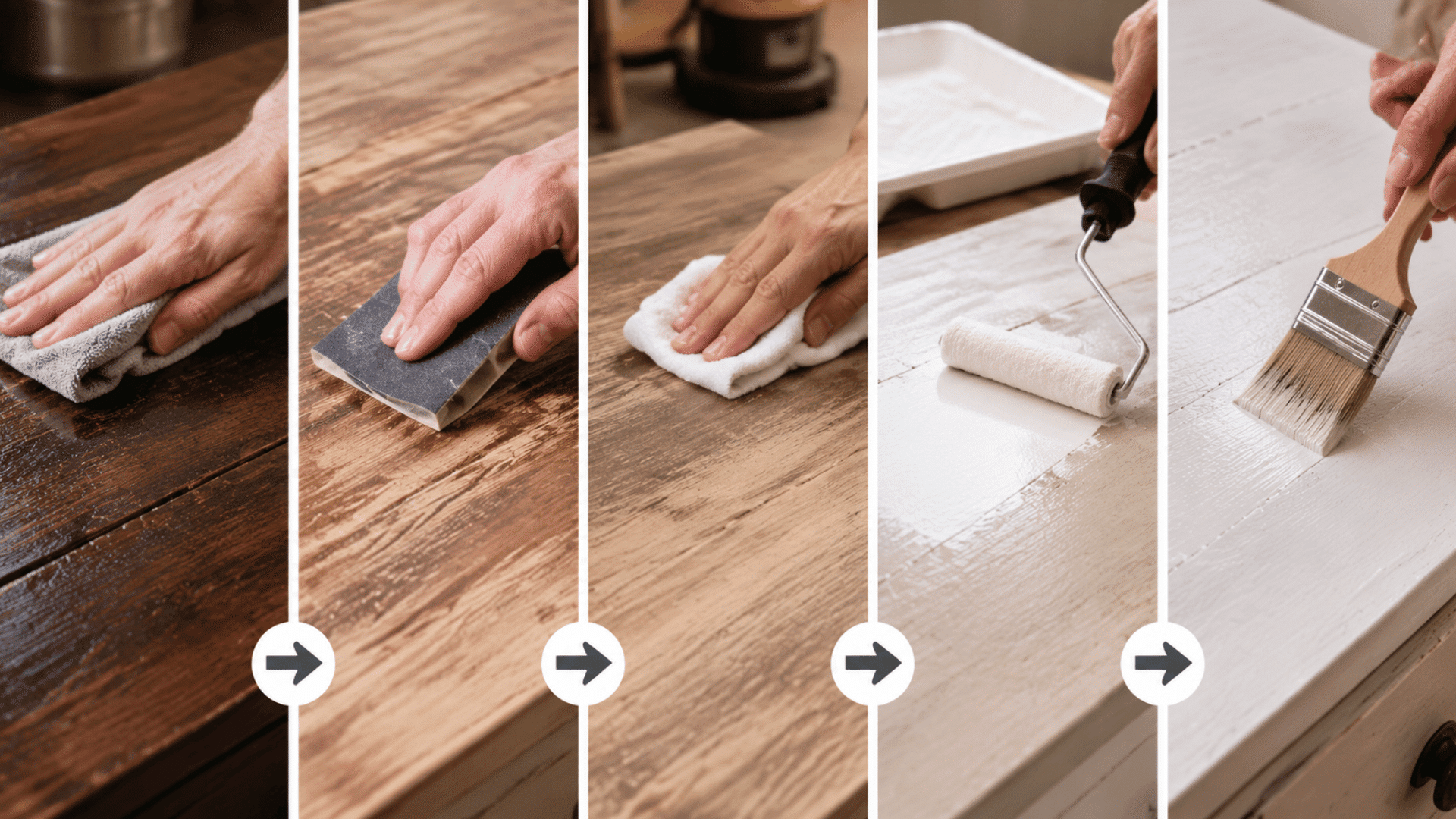 step by step stained wood preparation sanding cleaning priming and painting process for smooth durable finish