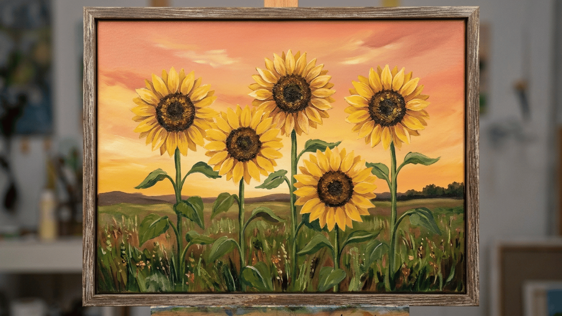 golden sunflower field under a warm sky