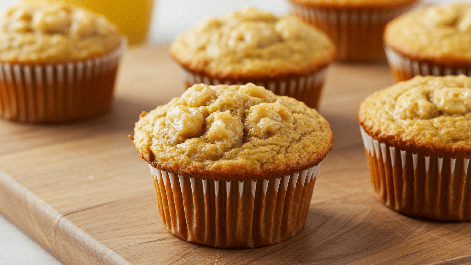 toddler-sized blueberry breakfast muffins on a small gingham plate, soft crumbs, warm steam
