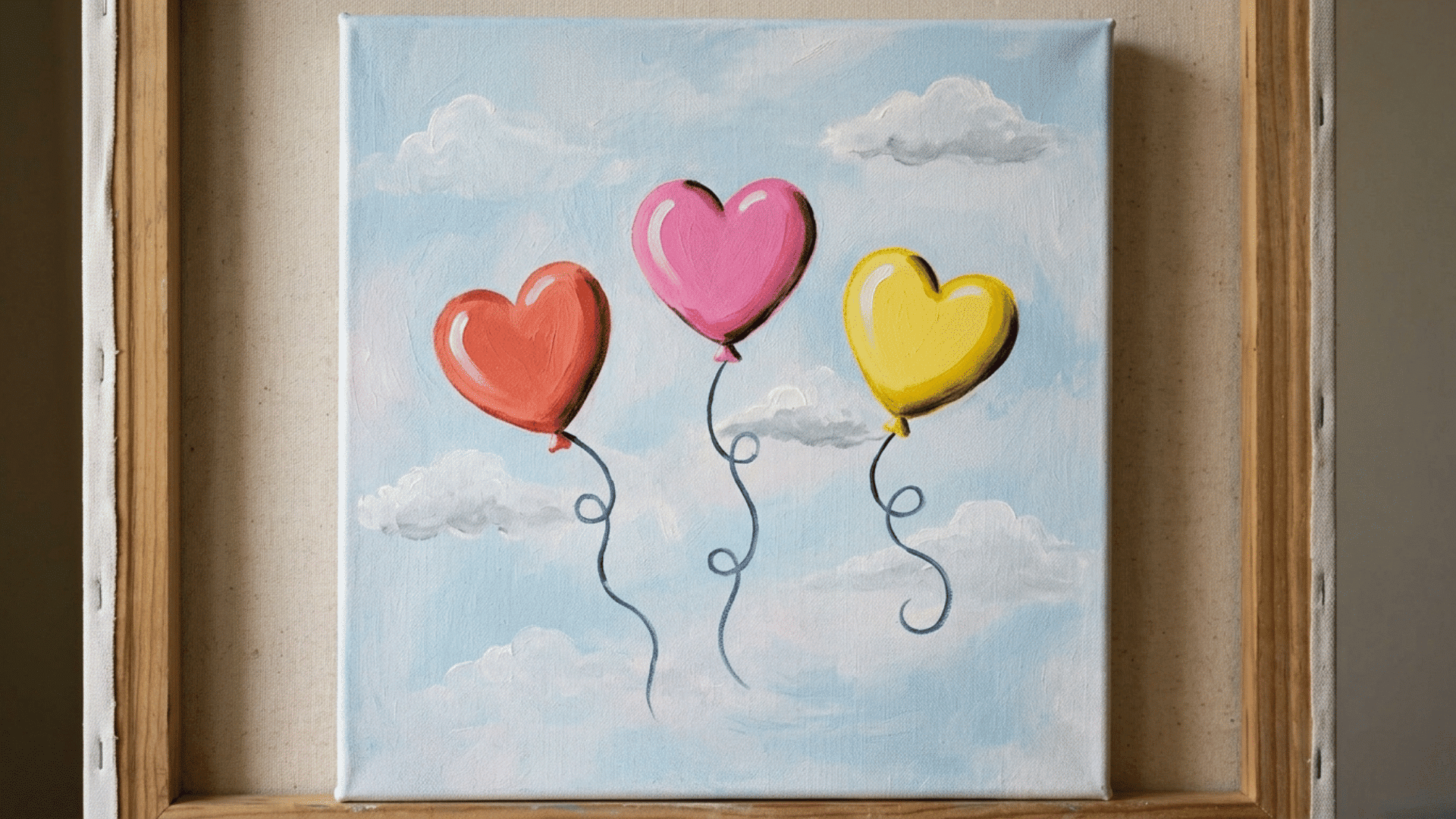 red and pink heart balloons floating in the sky