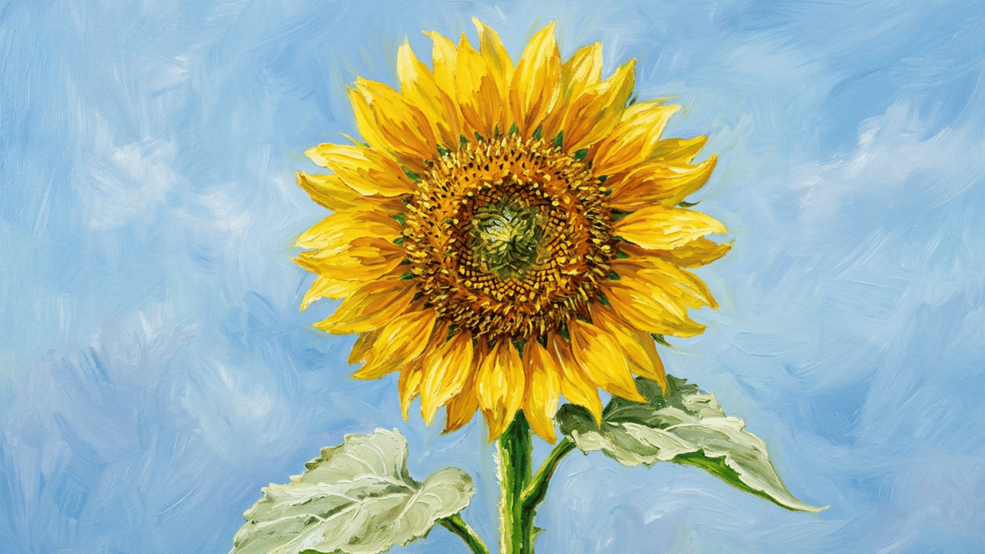 bright sunflower painting with bold yellow petals and a brown center on a clean background for beginners