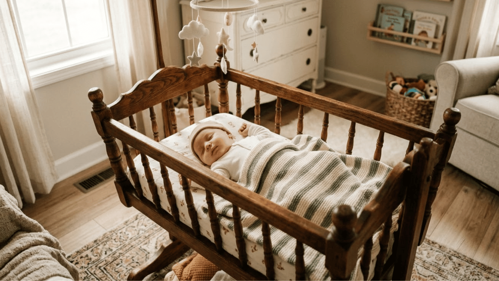 baby sleeping peacefully in the craddle