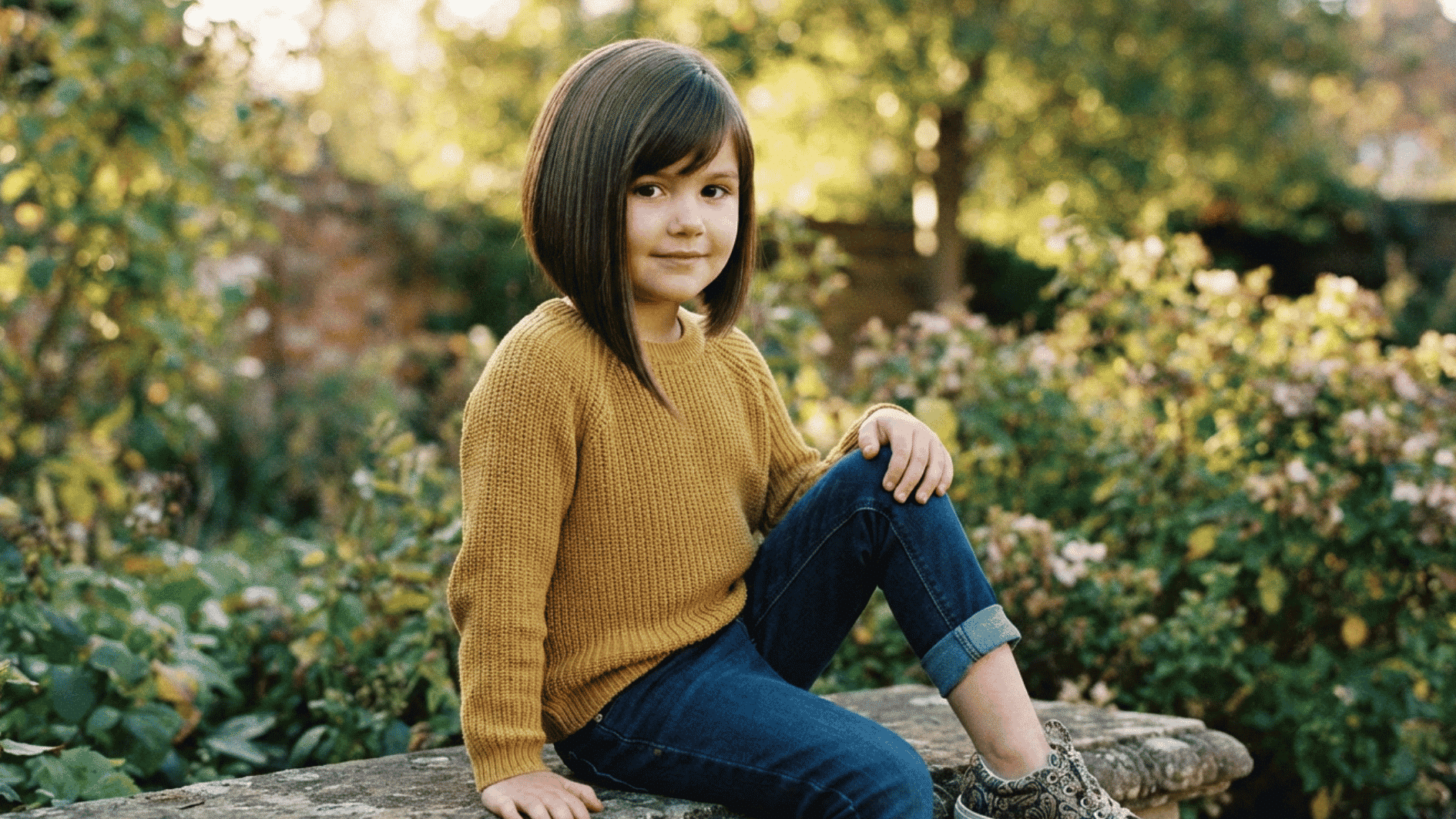 girl with assymetrical bob haircut
