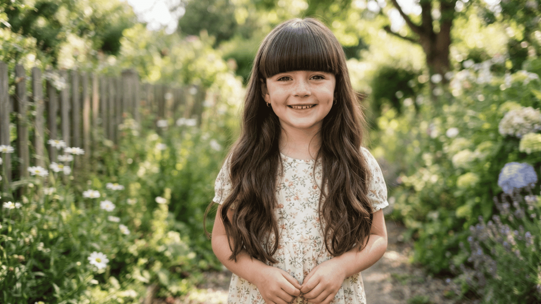 girl with long layer with bangs haircut