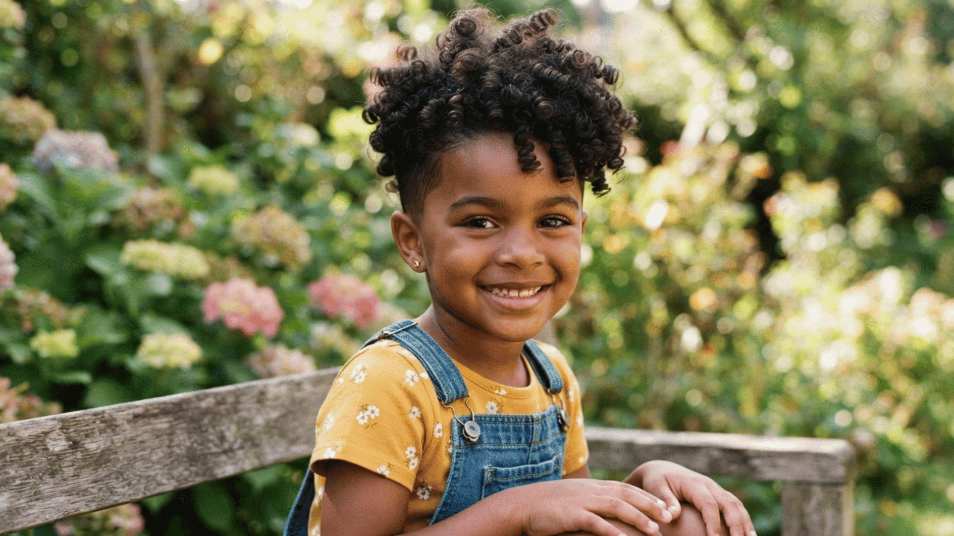 girl with tapered curly top haircut