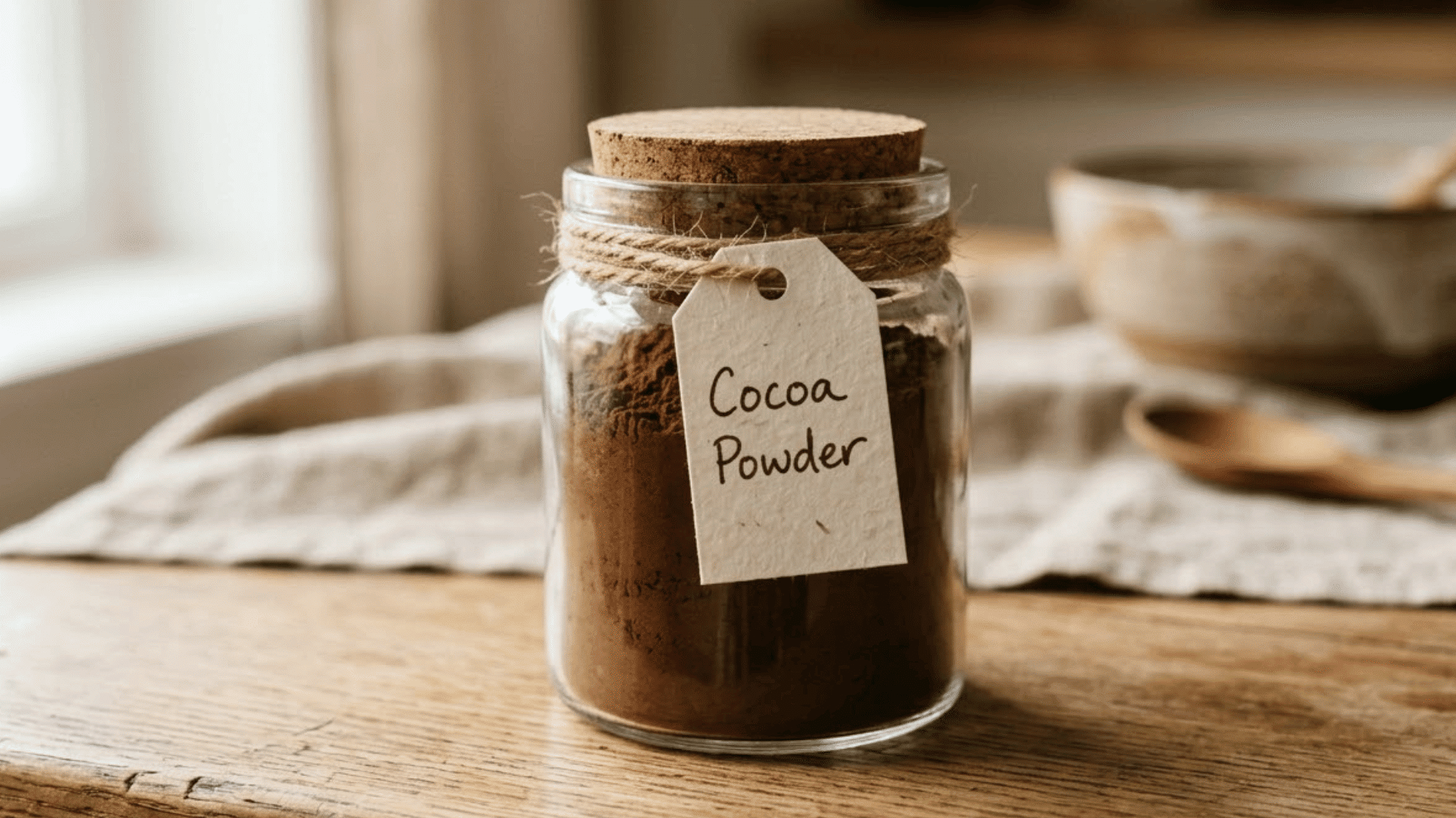 jar of cocoa powder labeled for dry shampoo use