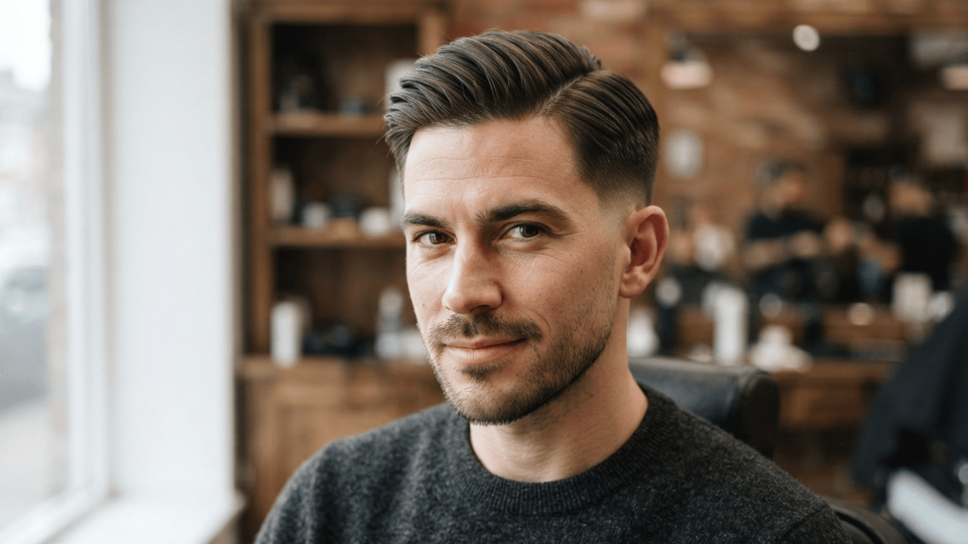 man with comb over side part hair cut
